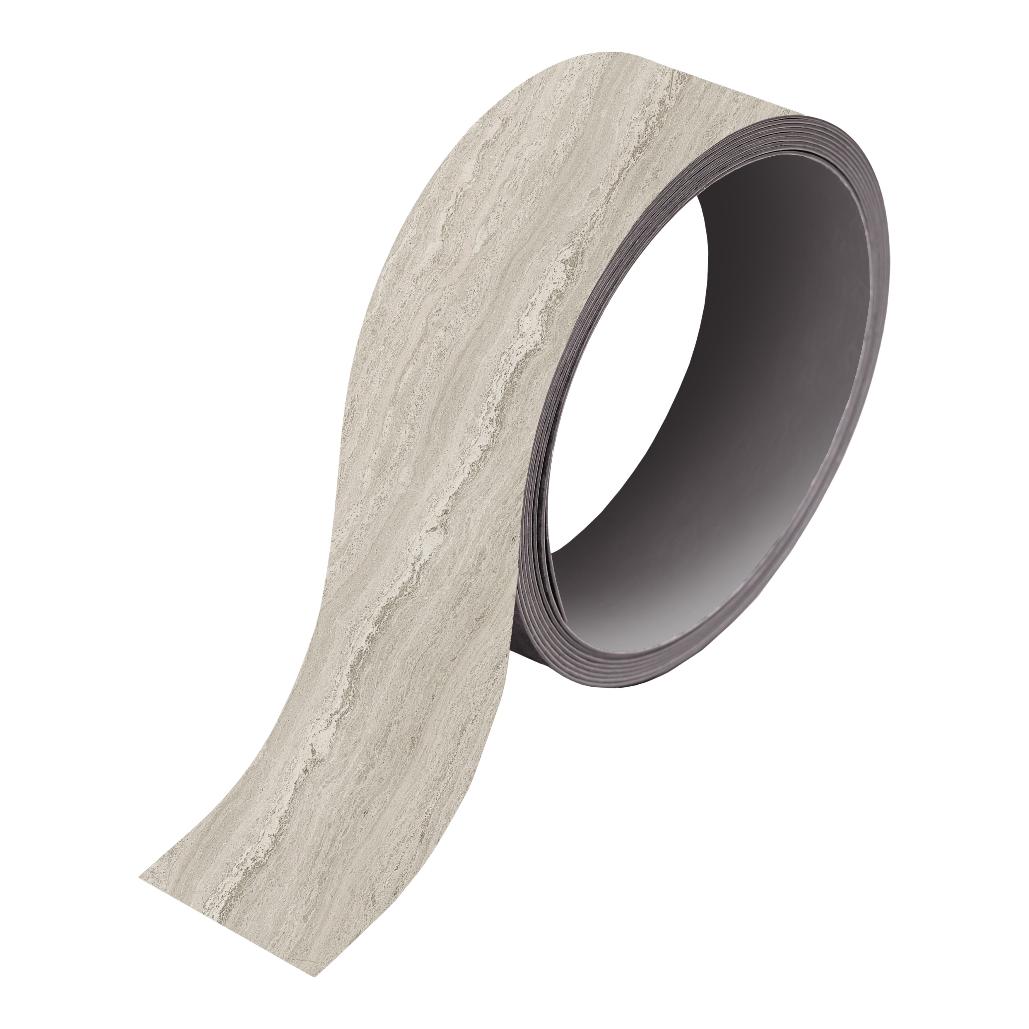 GoodHome Berberis Travertine effect Grey Worktop edging tape, (L)3m (W)42mm