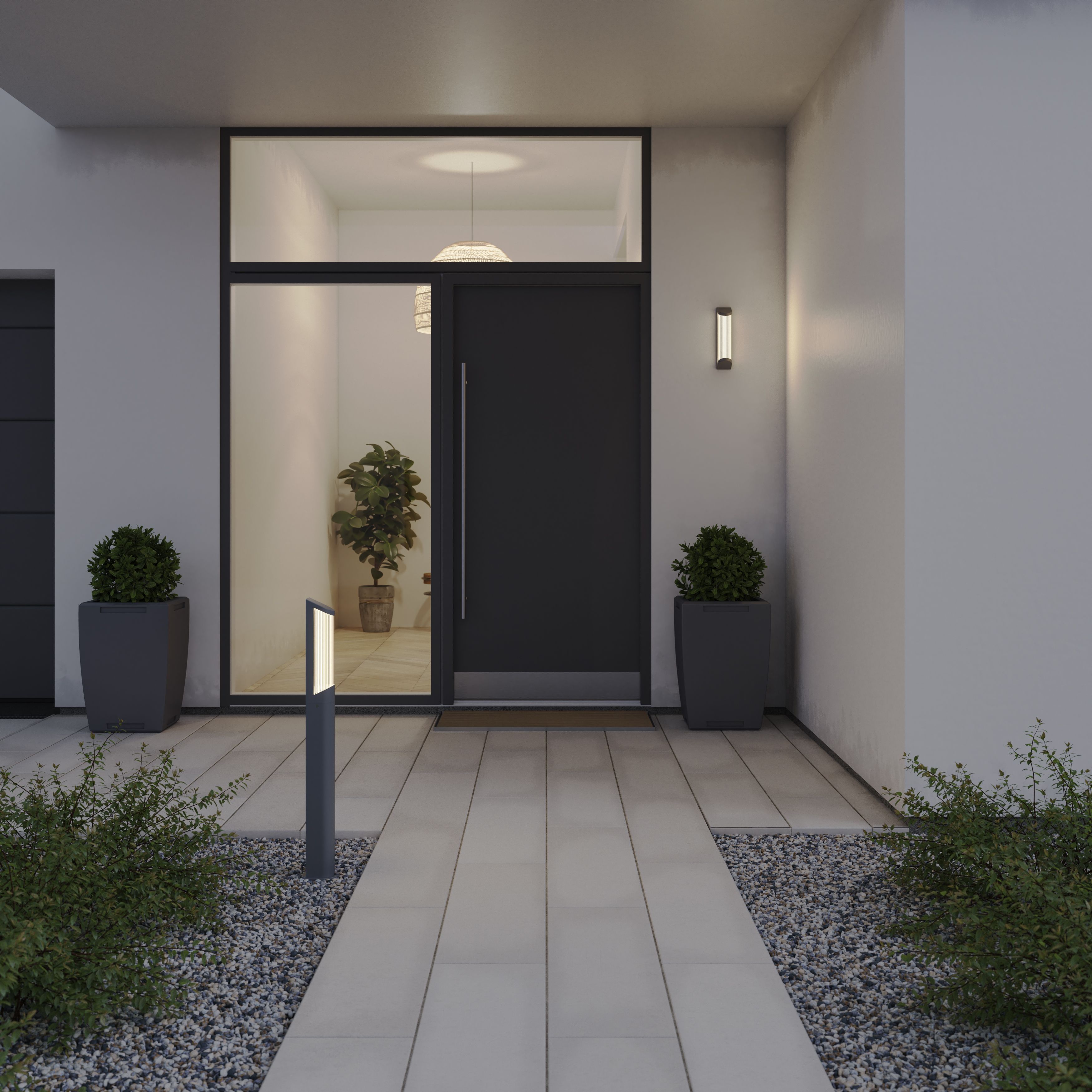 GoodHome Bevel Anthracite Mains-powered 1 lamp Integrated LED Outdoor Post light (H)870mm