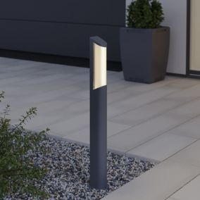 GoodHome Bevel Dark grey Mains-powered 1 lamp Integrated LED Outdoor Post light (H)870mm