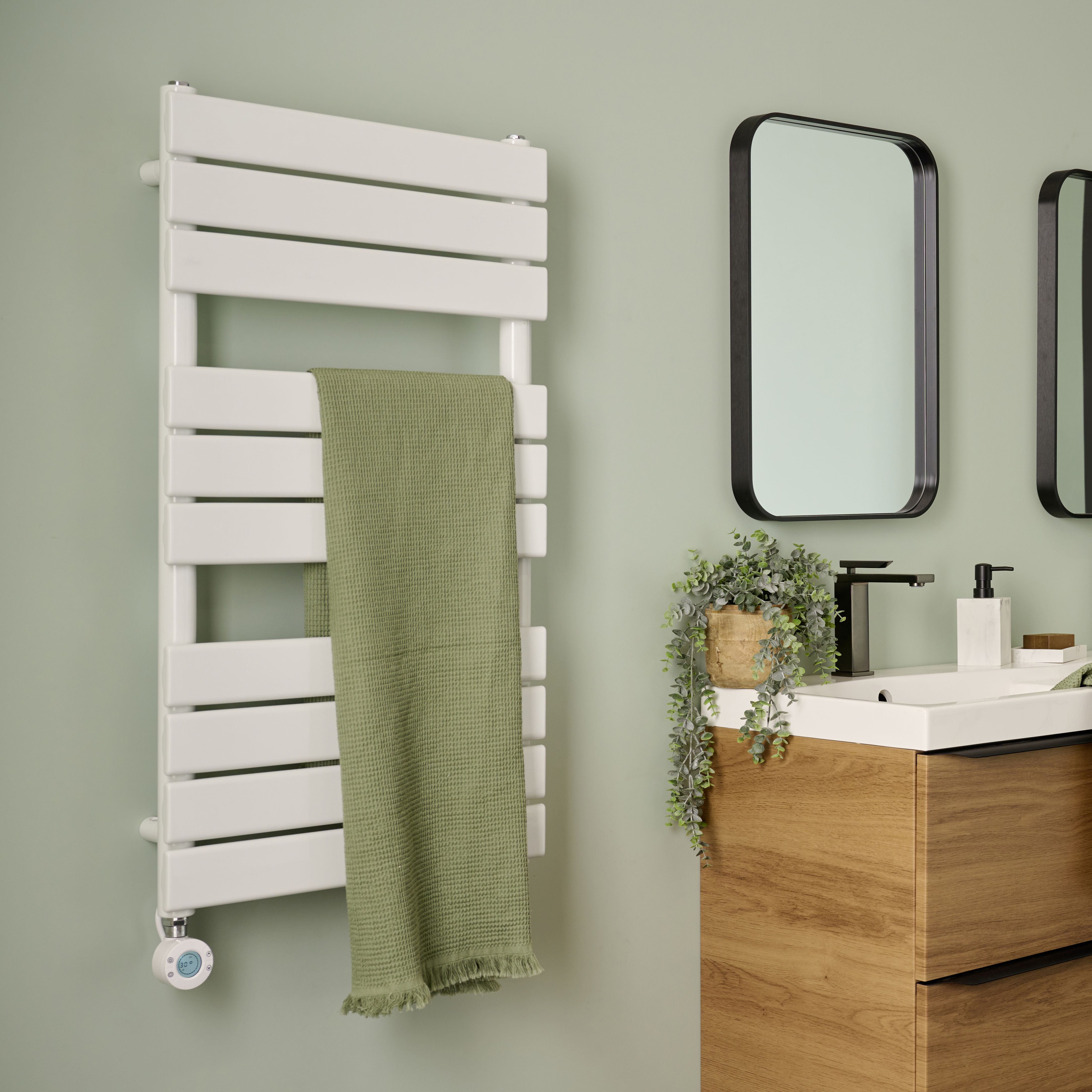 GoodHome Bezan White Electric Flat Towel warmer (W)500mm x (H)930mm