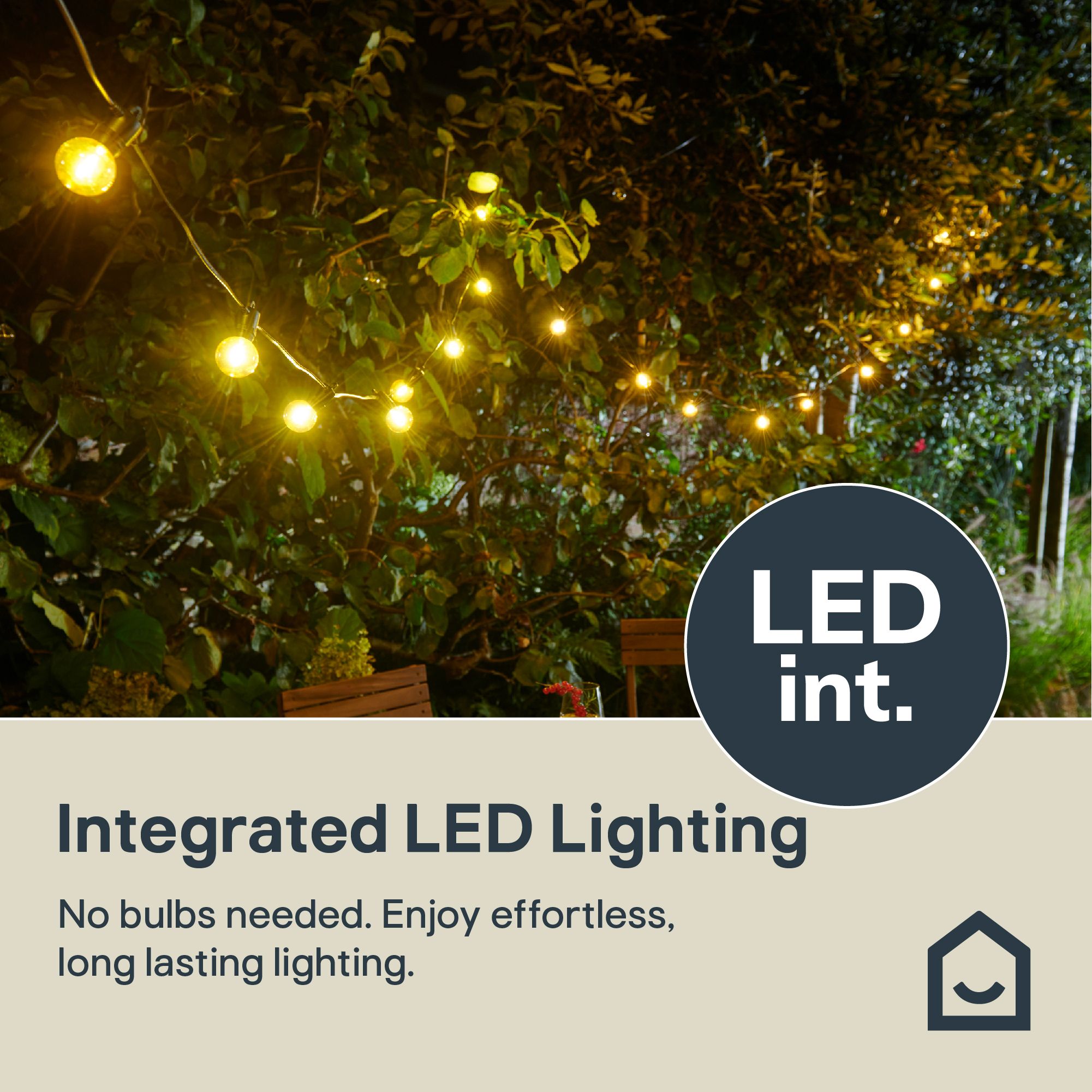 GoodHome Bideford Mains-powered (plug-in) Warm white 10 LED Indoor & outdoor String lights
