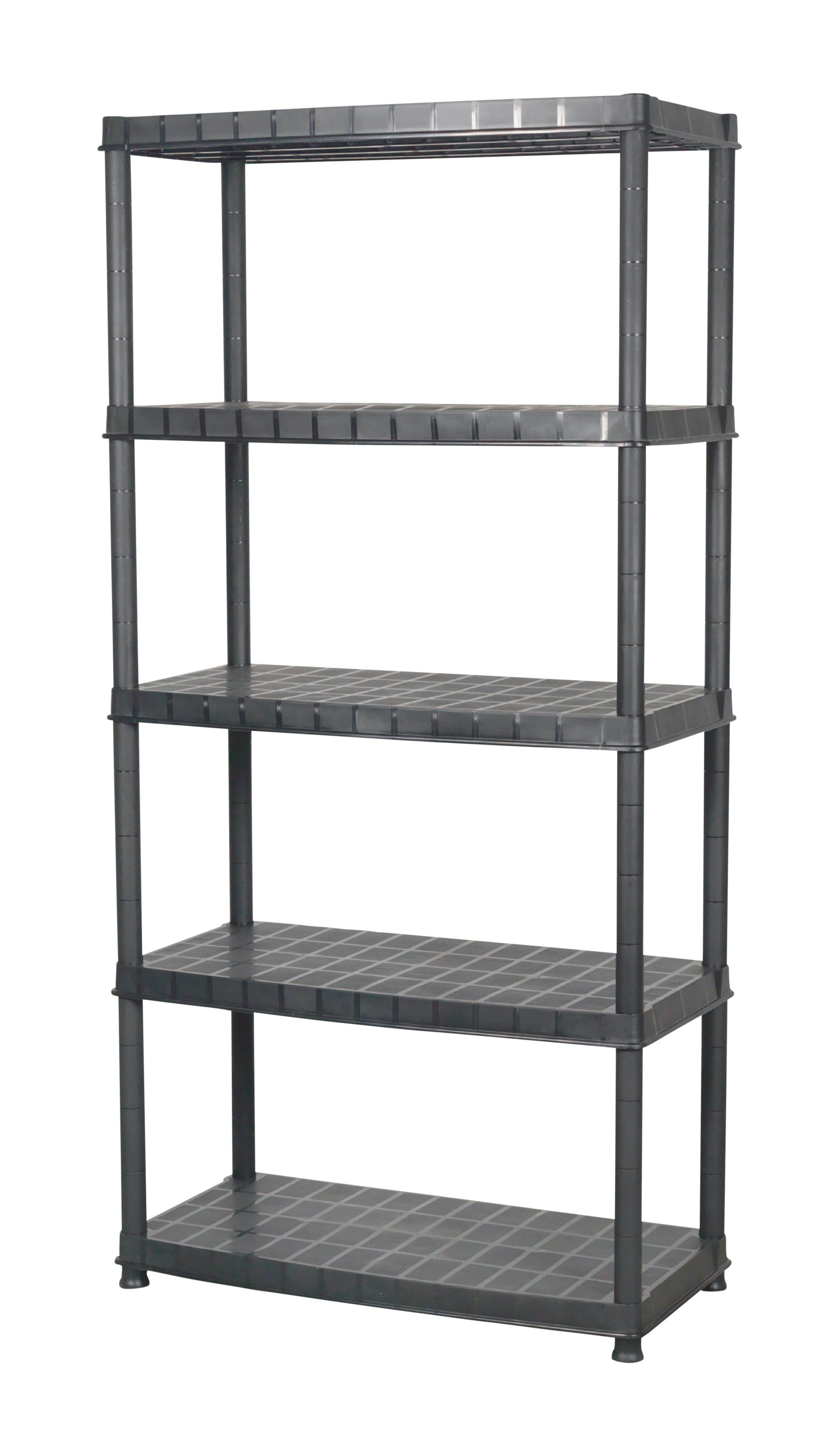 GoodHome Black 5 shelf Plastic Shelving unit (H)1850mm (W)915mm