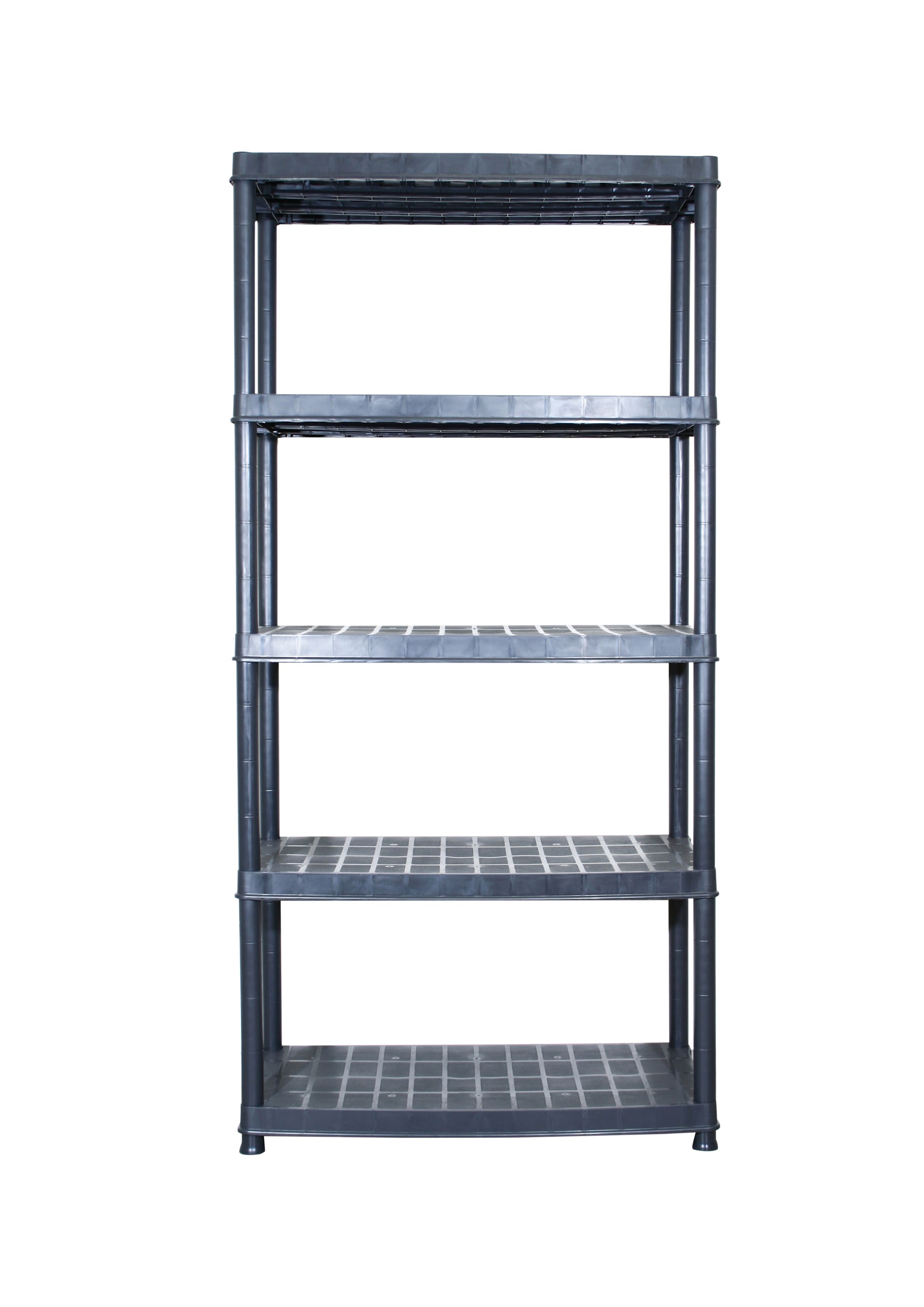 GoodHome Black 5 shelf Plastic Shelving unit (H)1850mm (W)915mm