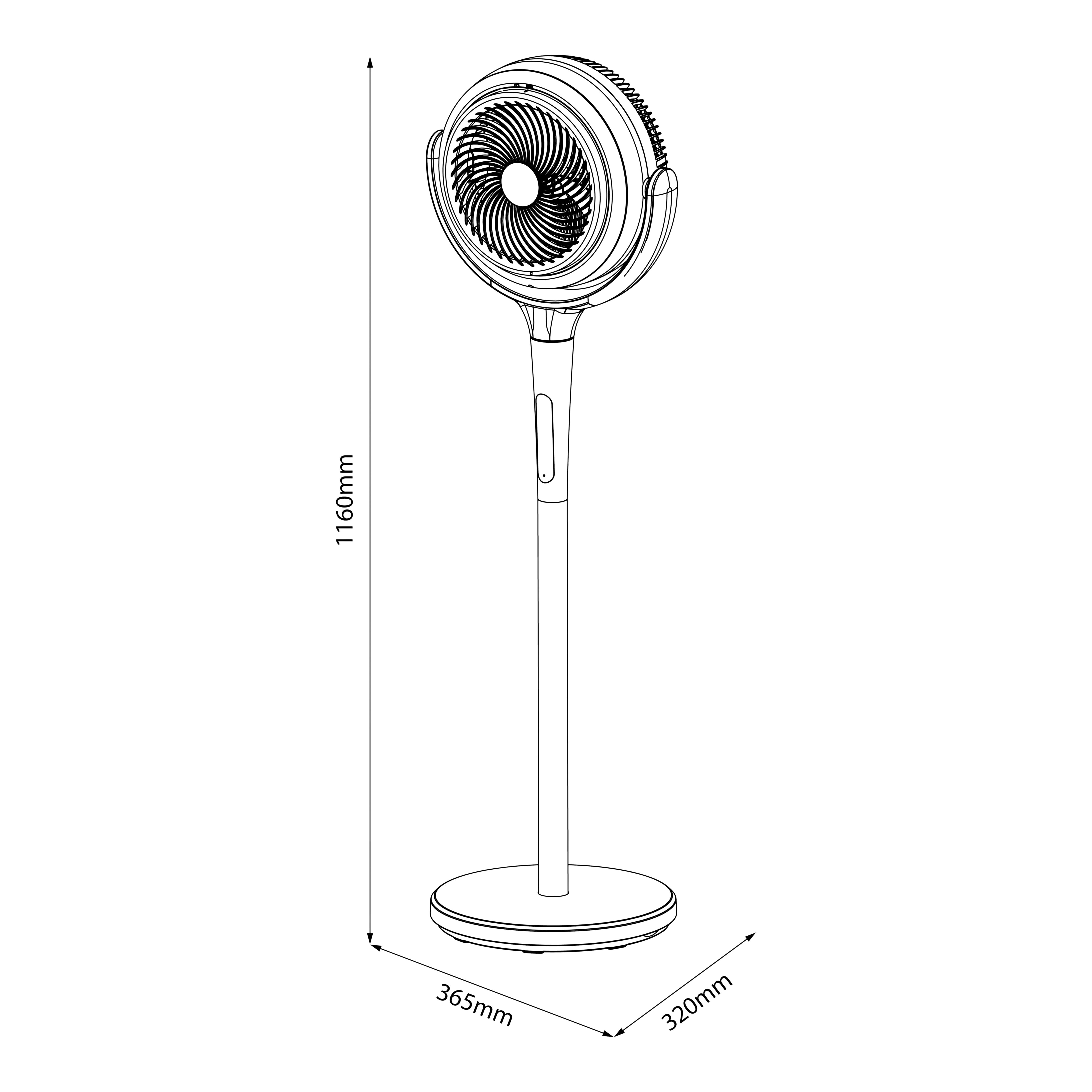 GoodHome Black 8" Pedestal fan With adjustable height