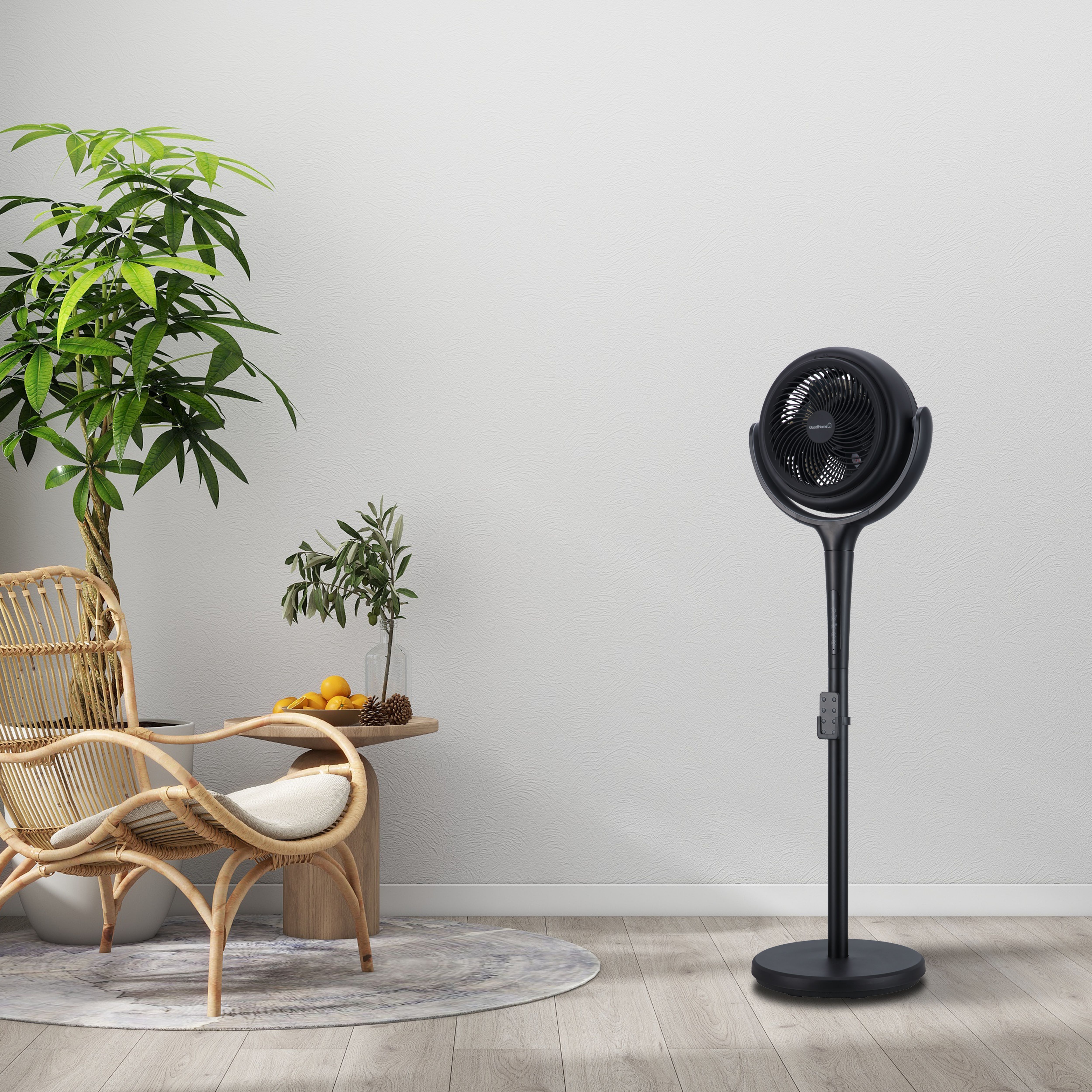 GoodHome Black 8" Pedestal fan With adjustable height