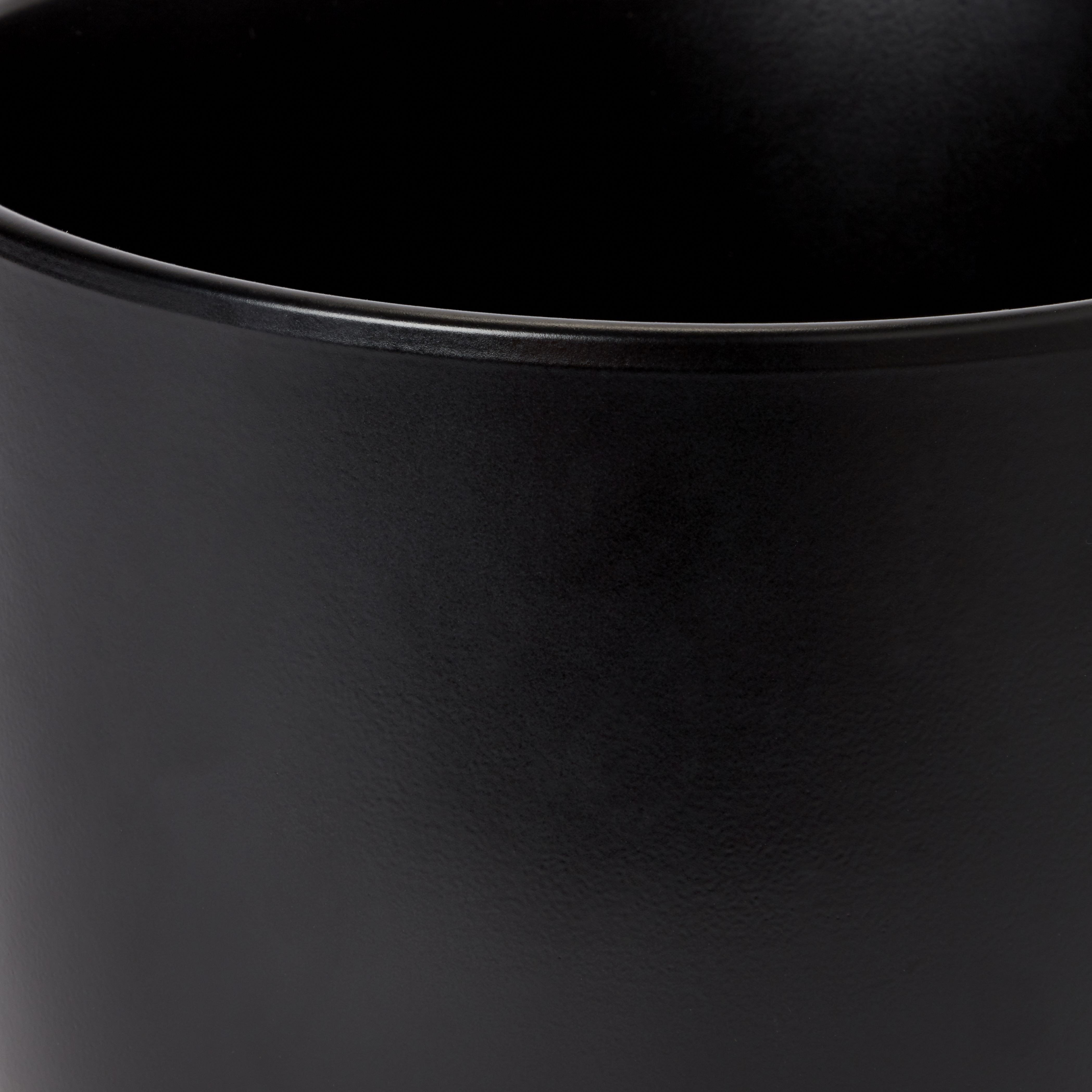 GoodHome Black Ceramic Circular Plant pot (Dia)21.5cm