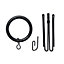 GoodHome Black Curtain fixing kits, Pack of 12