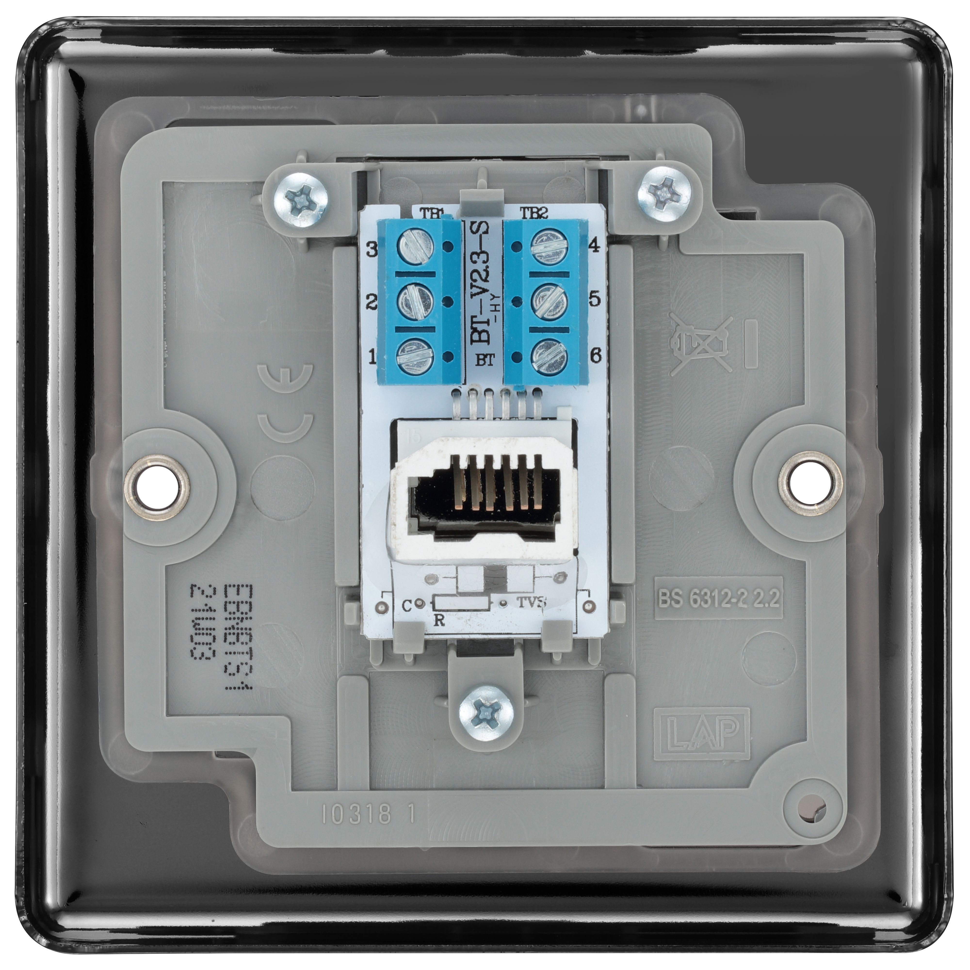 GoodHome Black Nickel 1 gang Slave telephone socket