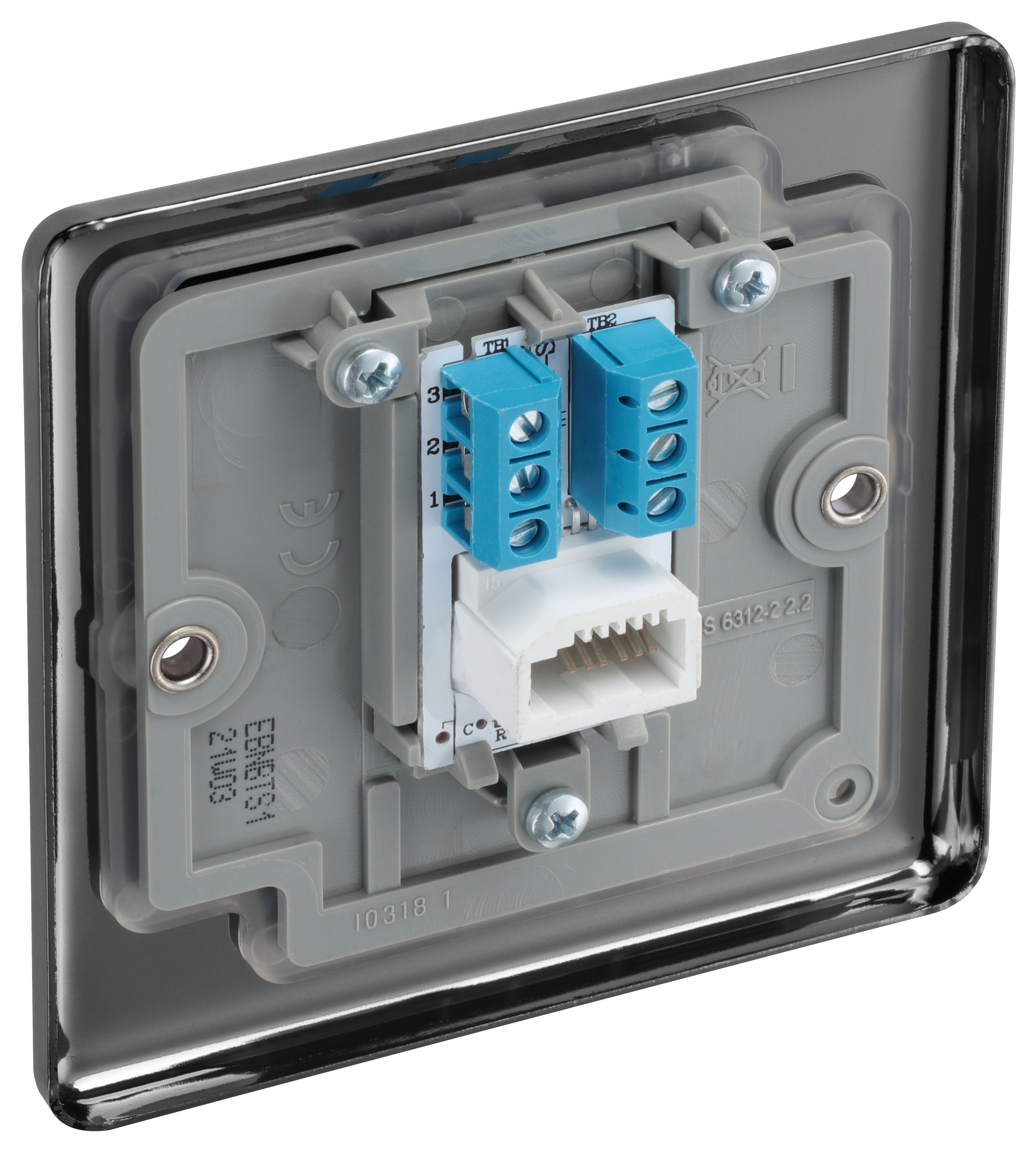 GoodHome Black Nickel 1 gang Slave telephone socket