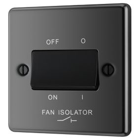 GoodHome Black Nickel 10A 2 way 1 gang Raised rounded Fan isolator Switch
