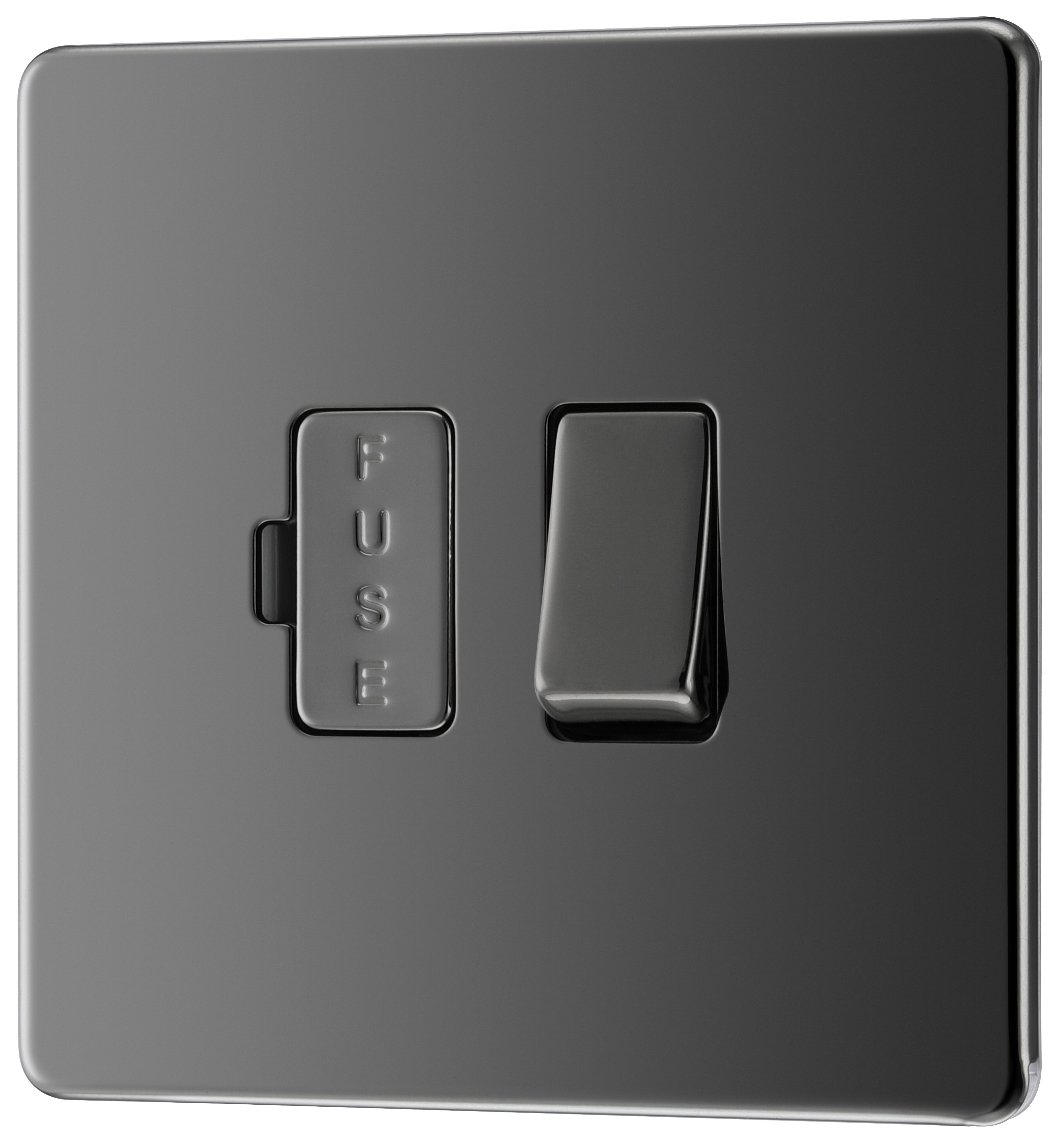 GoodHome Black Nickel 13A 2 way Flat profile Screwless Switched Fused connection unit