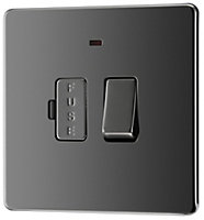 GoodHome Black Nickel 13A 2 way Flat profile Screwless Switched Neon indicator Fused connection unit