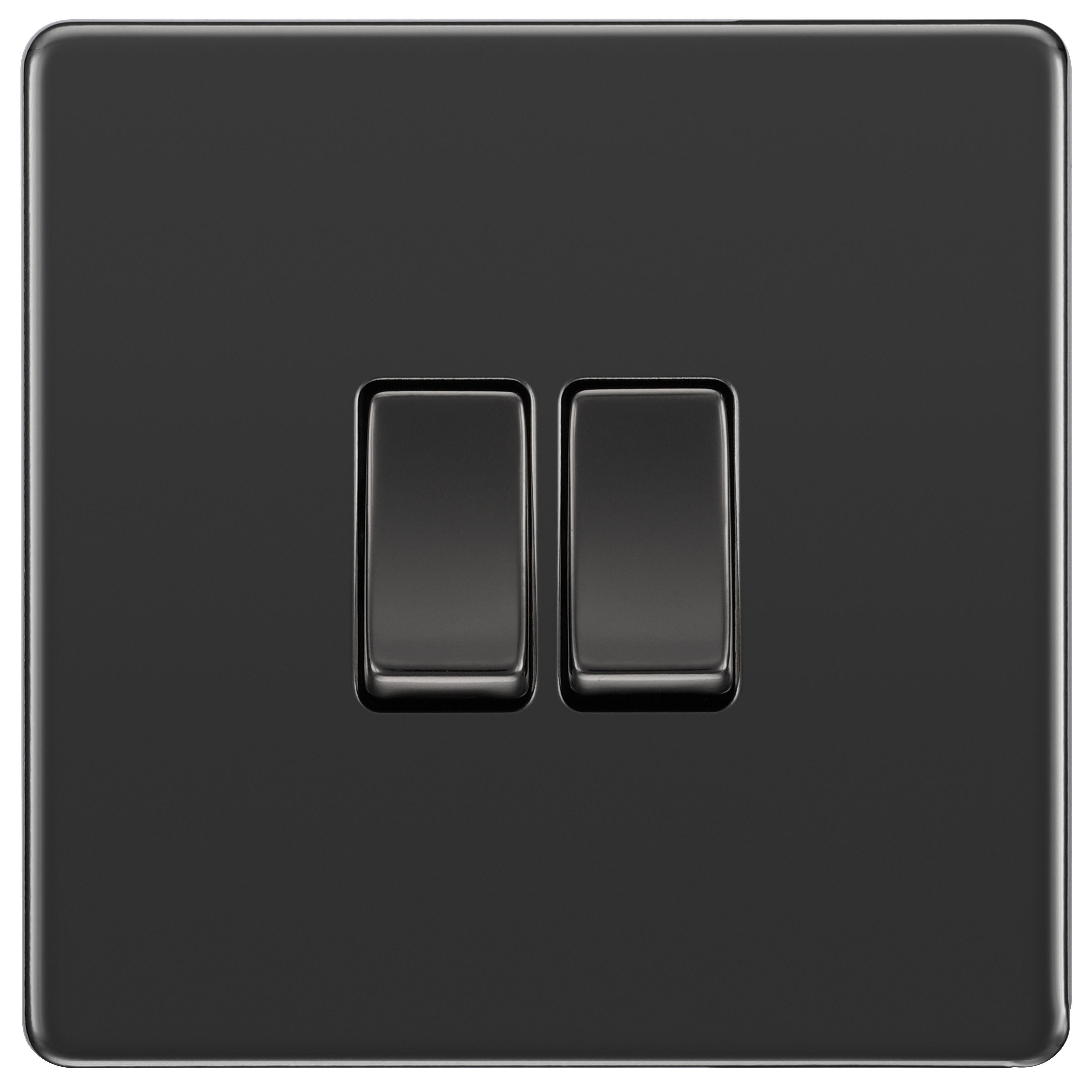 GoodHome Black Nickel 20A 2 way 2 gang Light Screwless Switch