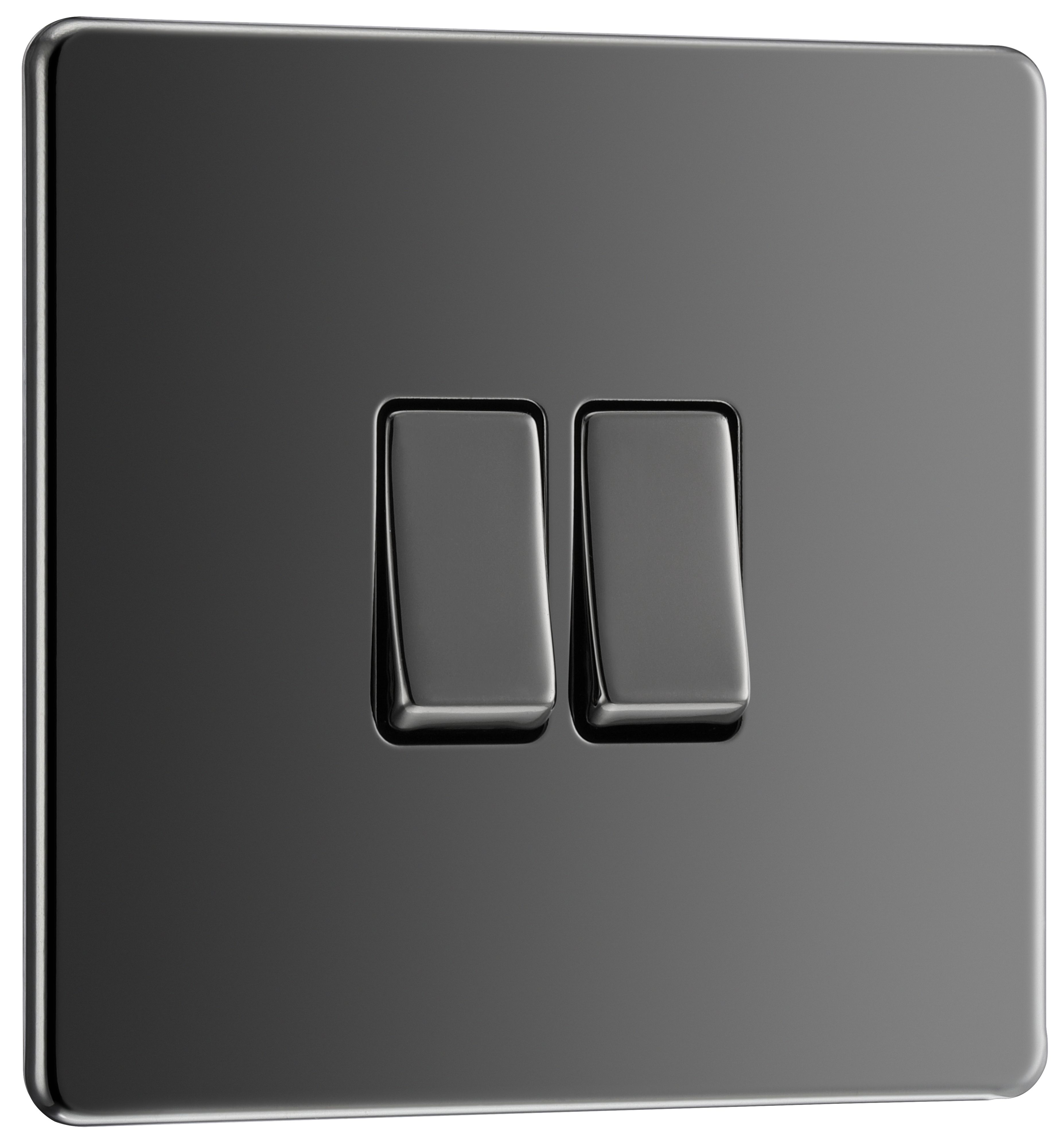 GoodHome Black Nickel 20A 2 way 2 gang Light Screwless Switch