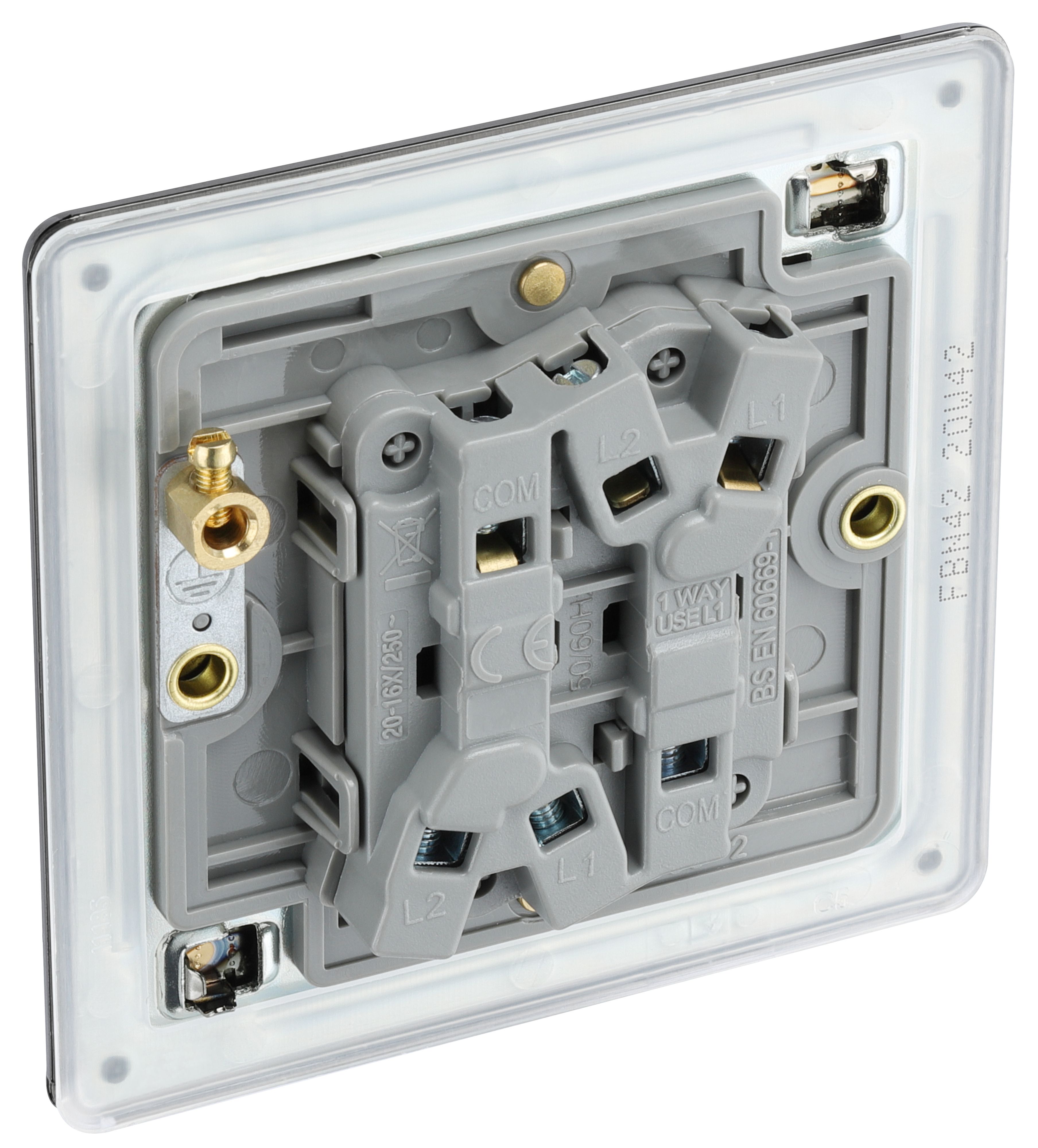 GoodHome Black Nickel 20A 2 way 2 gang Light Screwless Switch