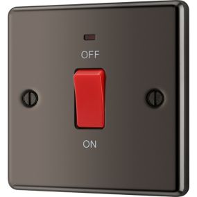 GoodHome Black Nickel 45A 1 way 1 gang Raised rounded Cooker Switch with LED Indicator