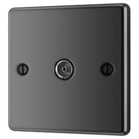 GoodHome Black Nickel Raised rounded Wall-mounted Single TV socket
