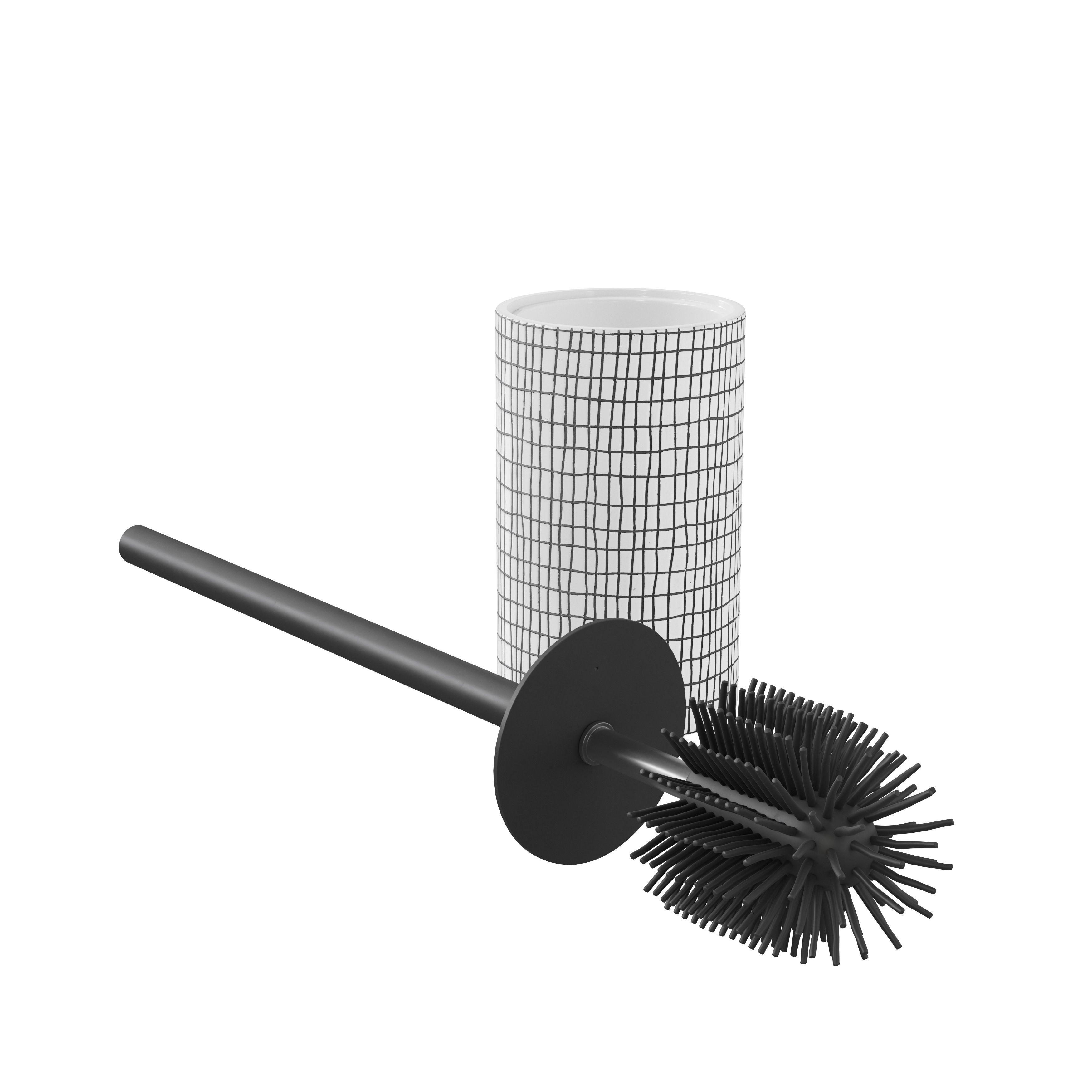 GoodHome Blenny White & black Polymer resin & stainless steel Toilet brush & holder