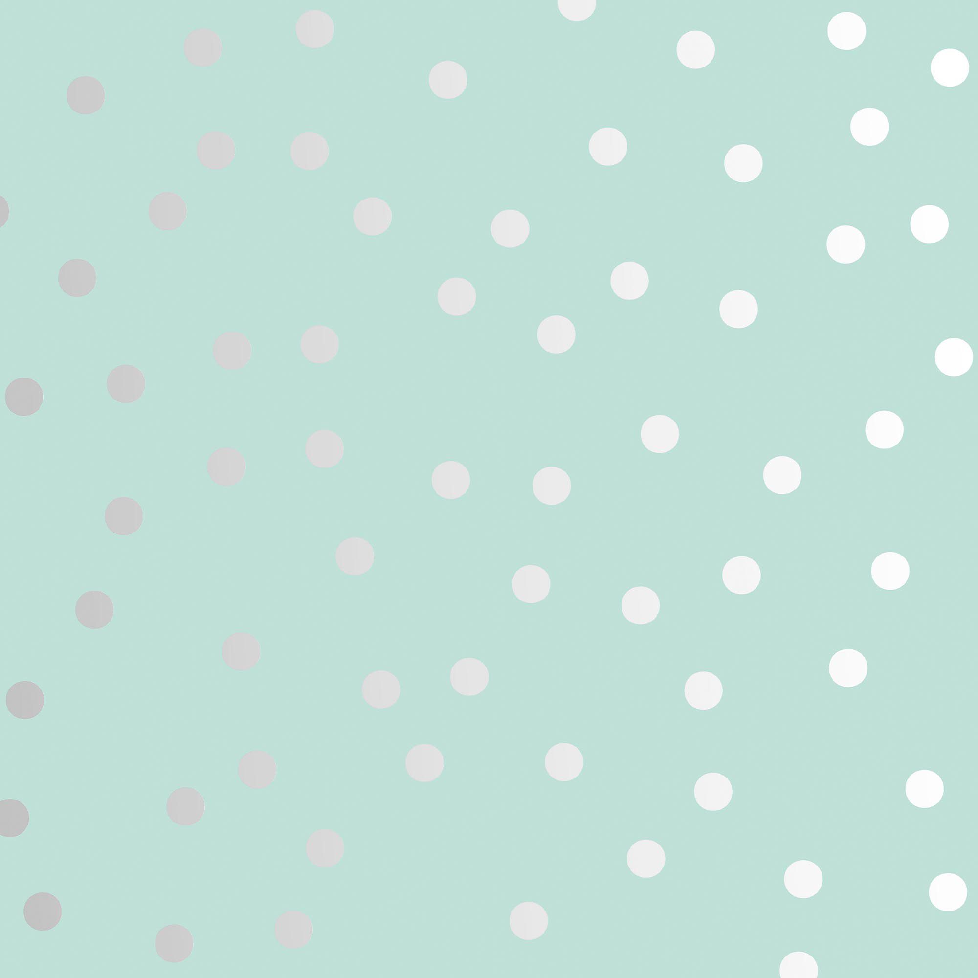 GoodHome Blue Metallic effect Polka dot Smooth Wallpaper