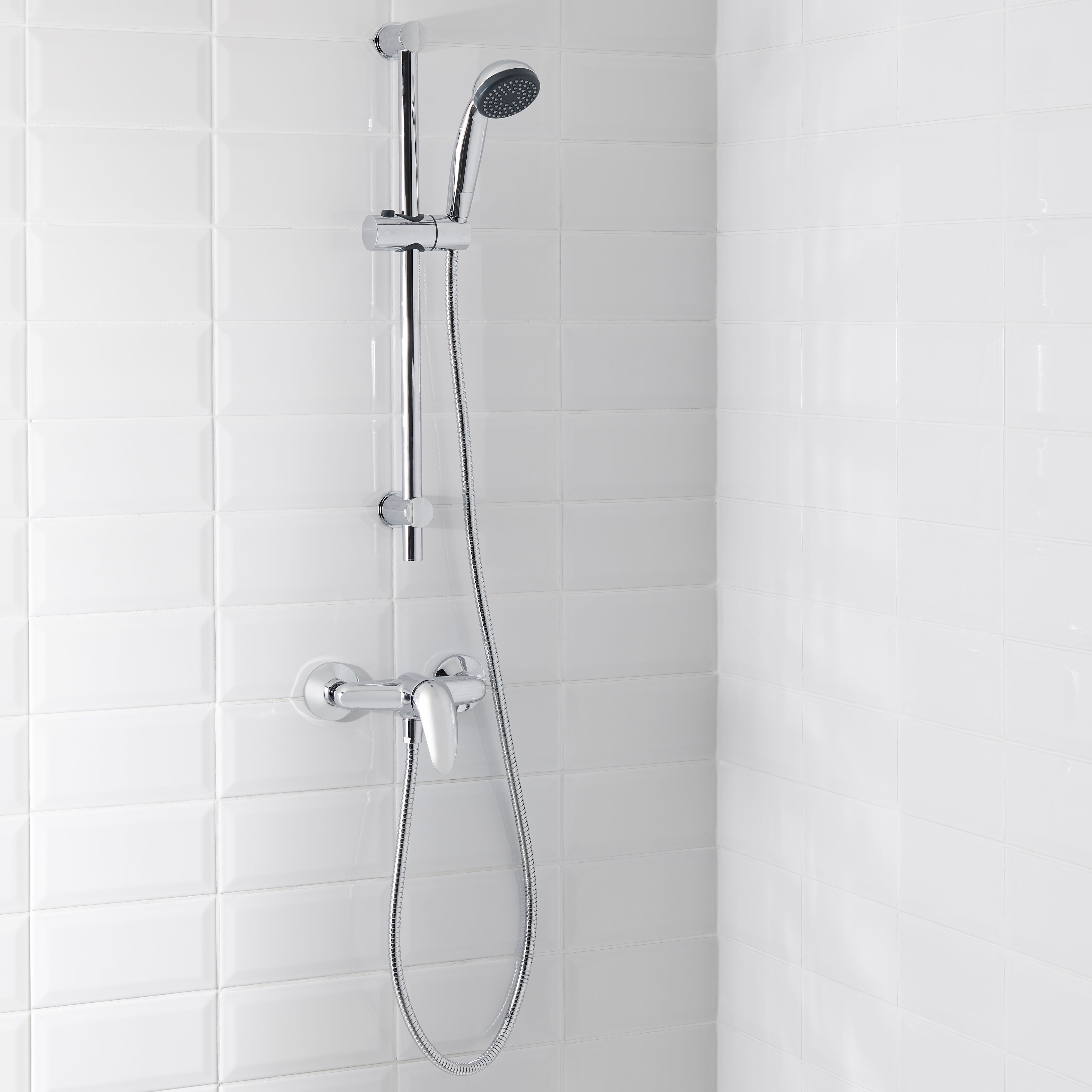 GoodHome Blyth Chrome effect Wall-mounted Without thermostat Mixer Shower