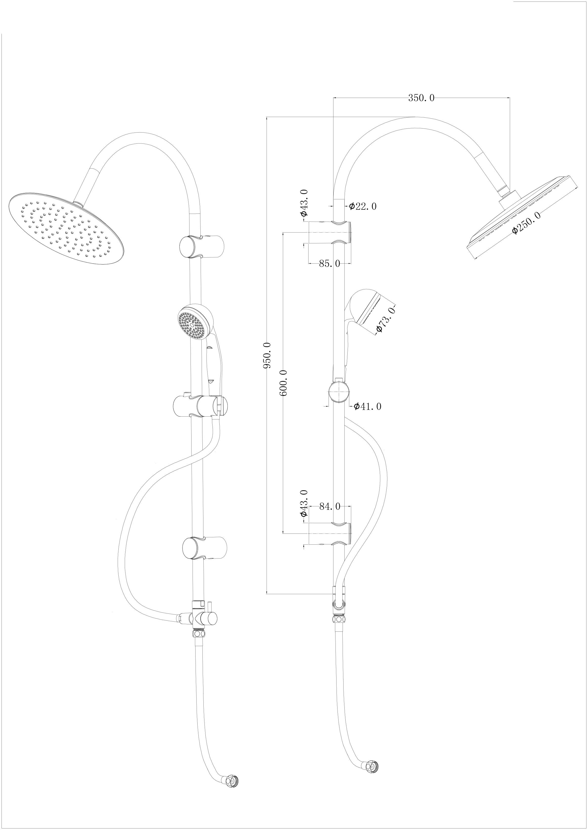 GoodHome Blyth Wall-mounted Diverter Shower kit with 2 shower heads