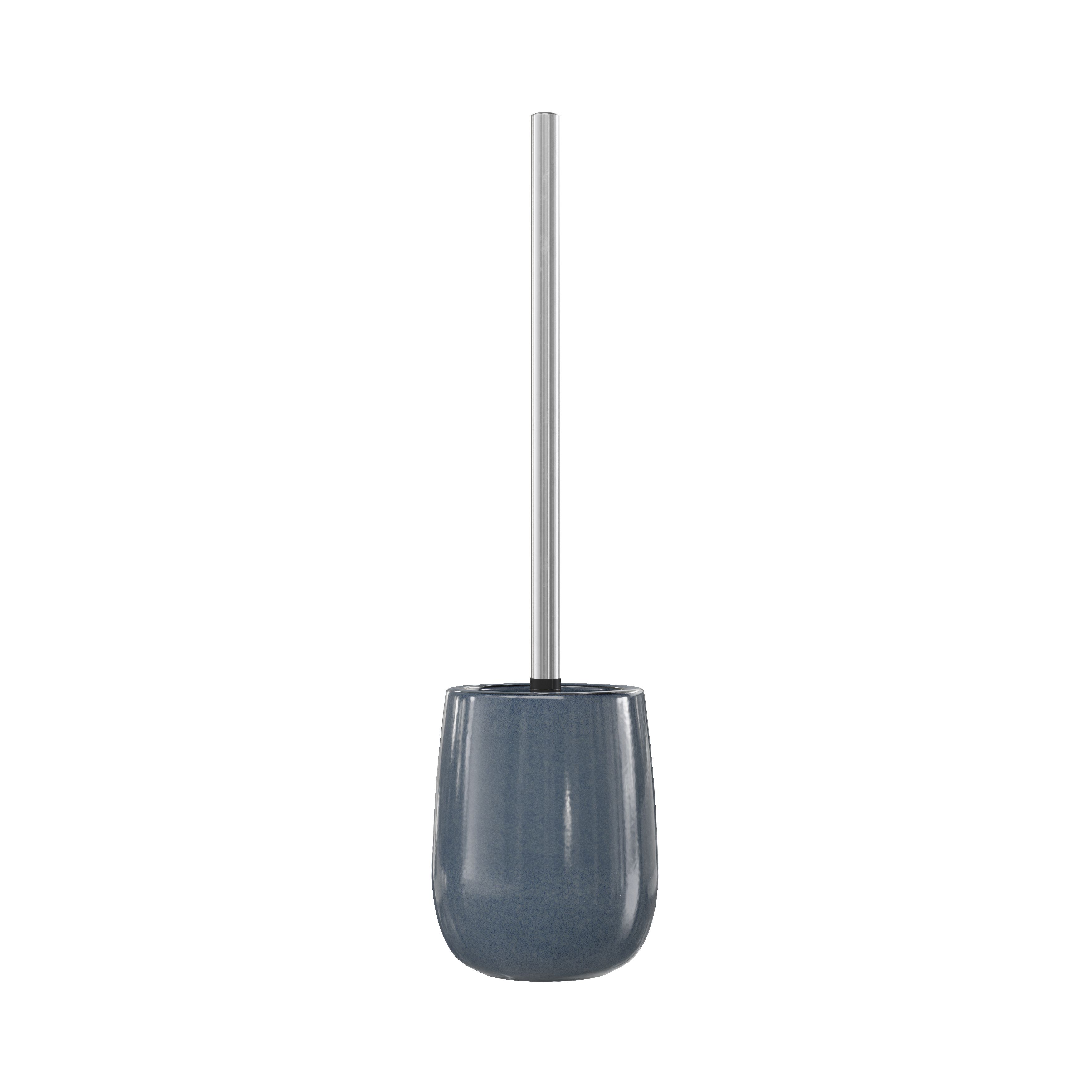 GoodHome Boann Gloss Blue Reactive glaze effect Ceramic Toilet brush & holder