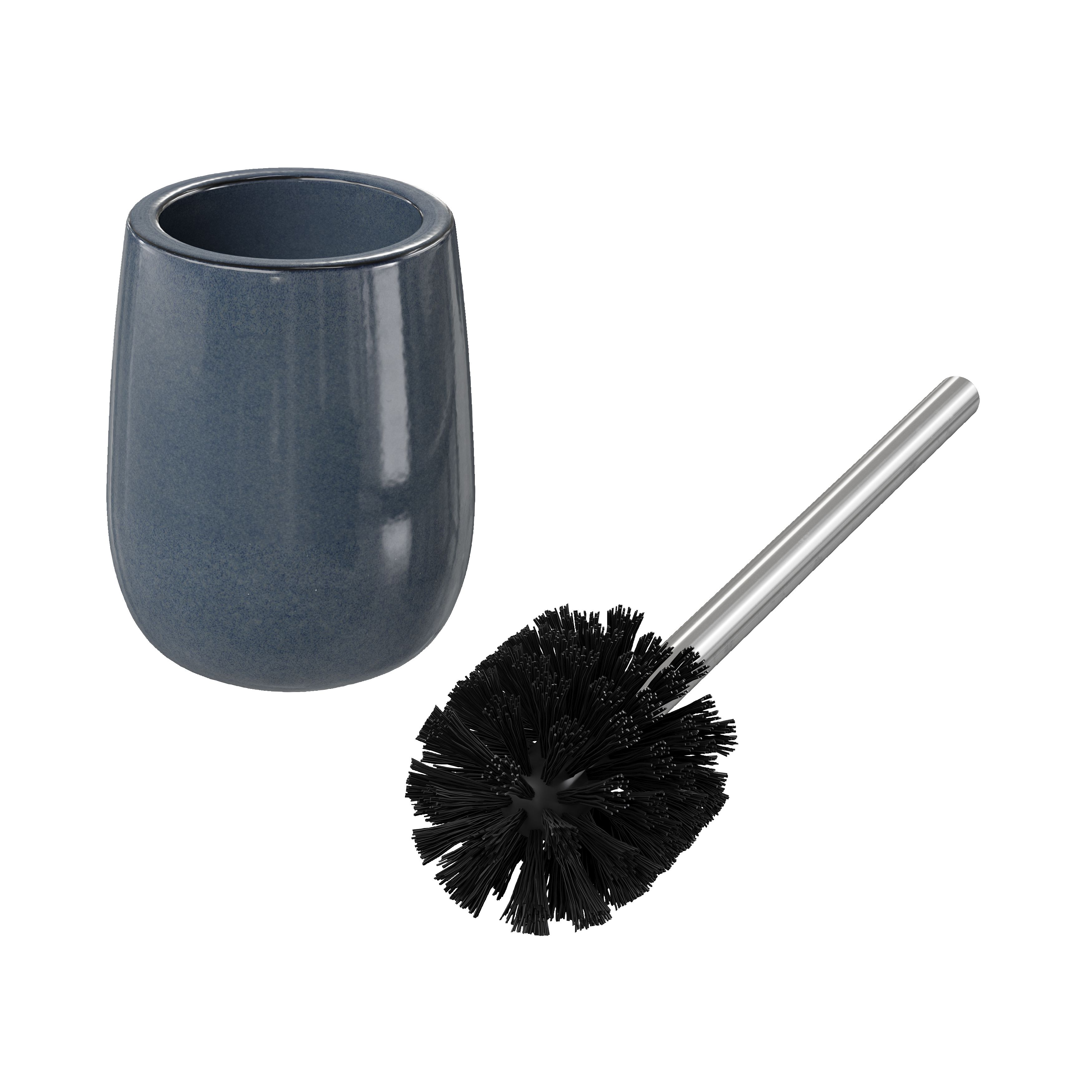 GoodHome Boann Gloss Blue Reactive glaze effect Ceramic Toilet brush & holder