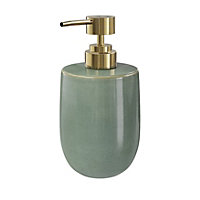 GoodHome Boann Gloss Green Reactive glaze effect Ceramic Freestanding Soap dispenser