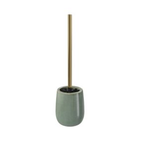 GoodHome Boann Gloss Green Reactive glaze effect Ceramic Toilet brush & holder