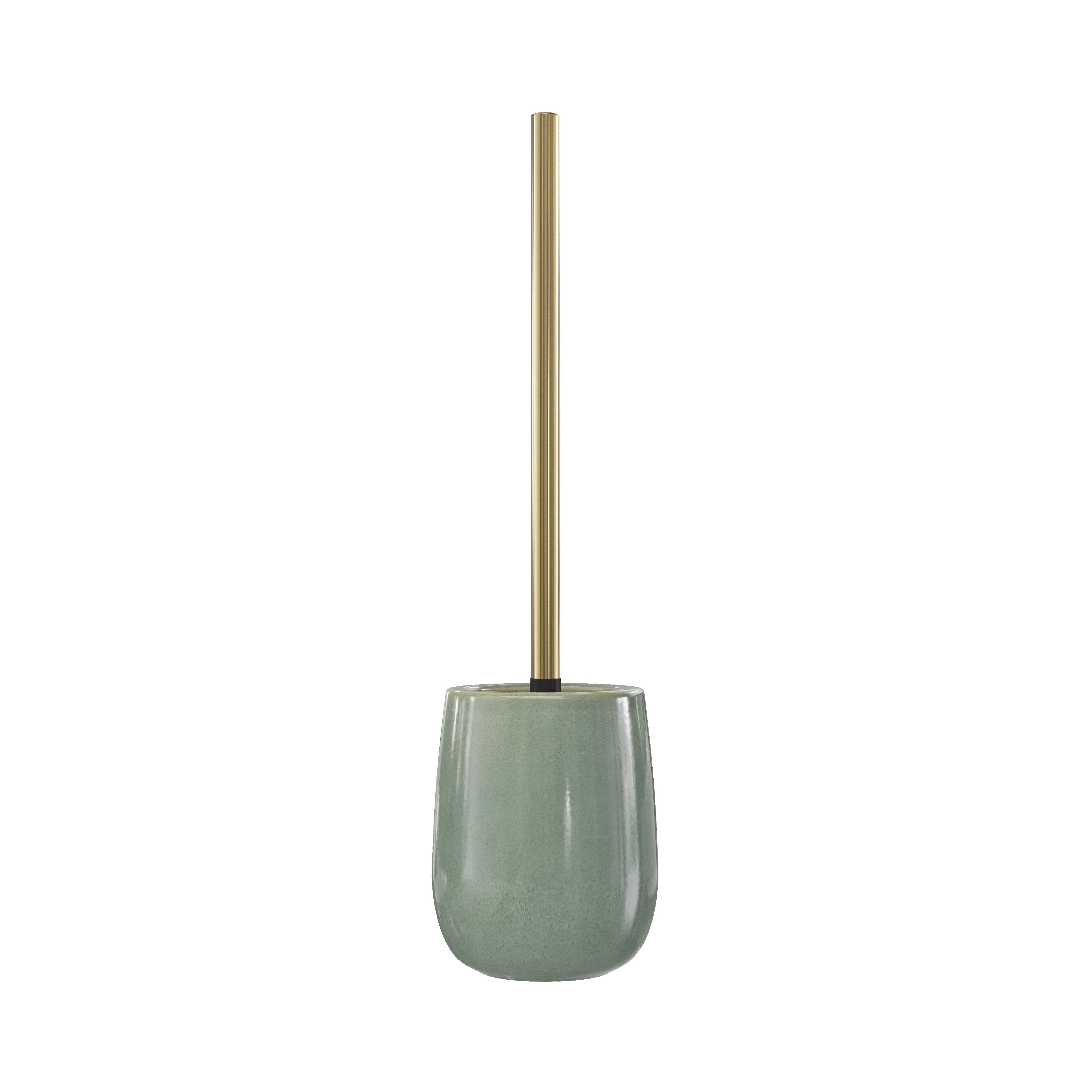 GoodHome Boann Gloss Green Reactive glaze effect Ceramic Toilet brush & holder