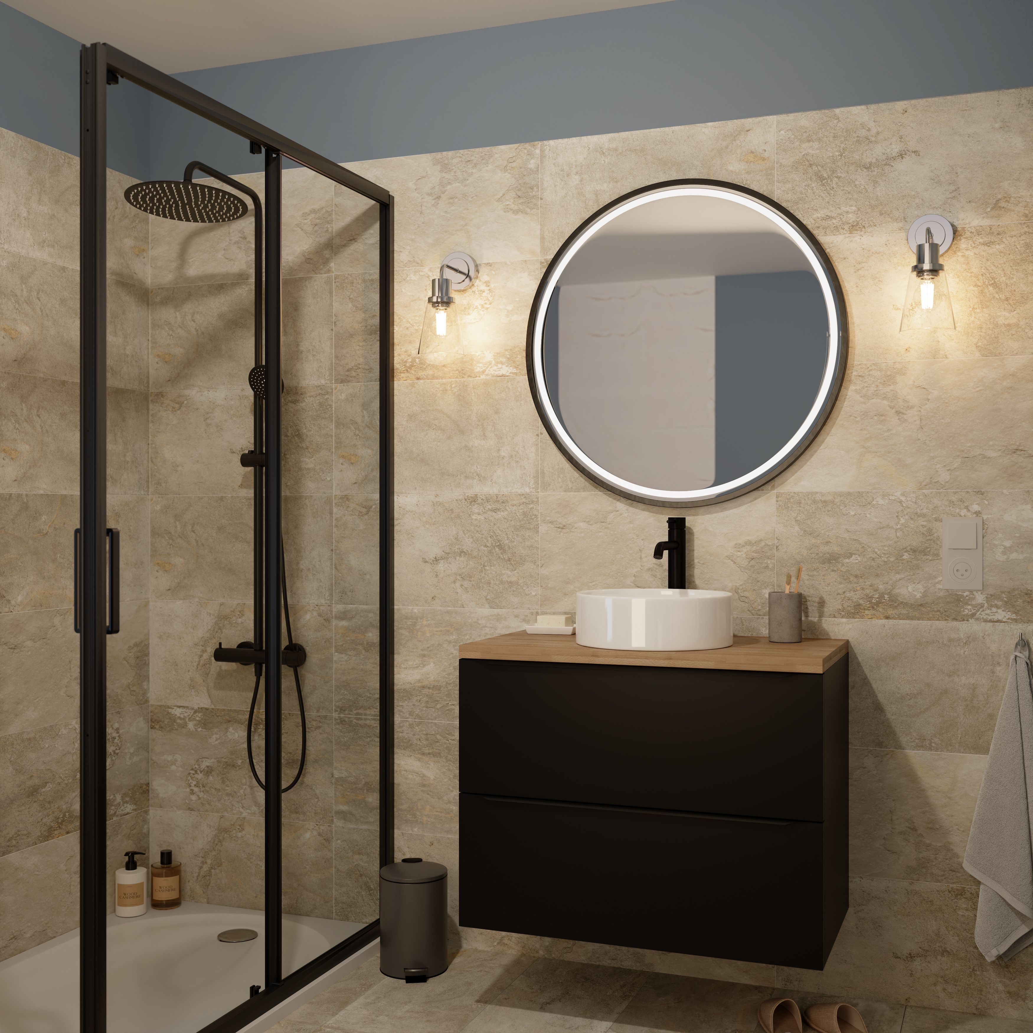GoodHome Bobwhite Chrome effect Wired Bathroom wall light