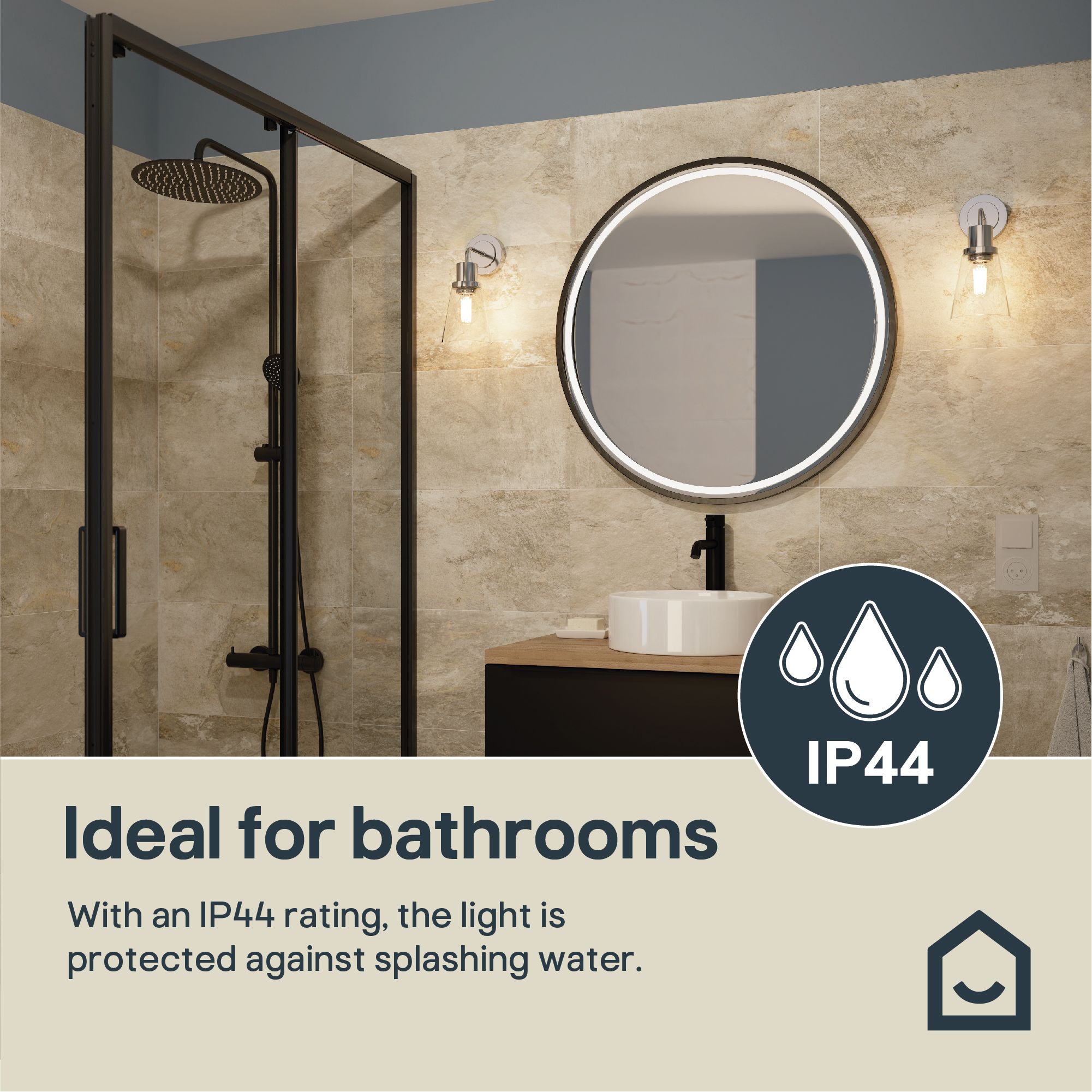 GoodHome Bobwhite Chrome effect Wired Bathroom wall light