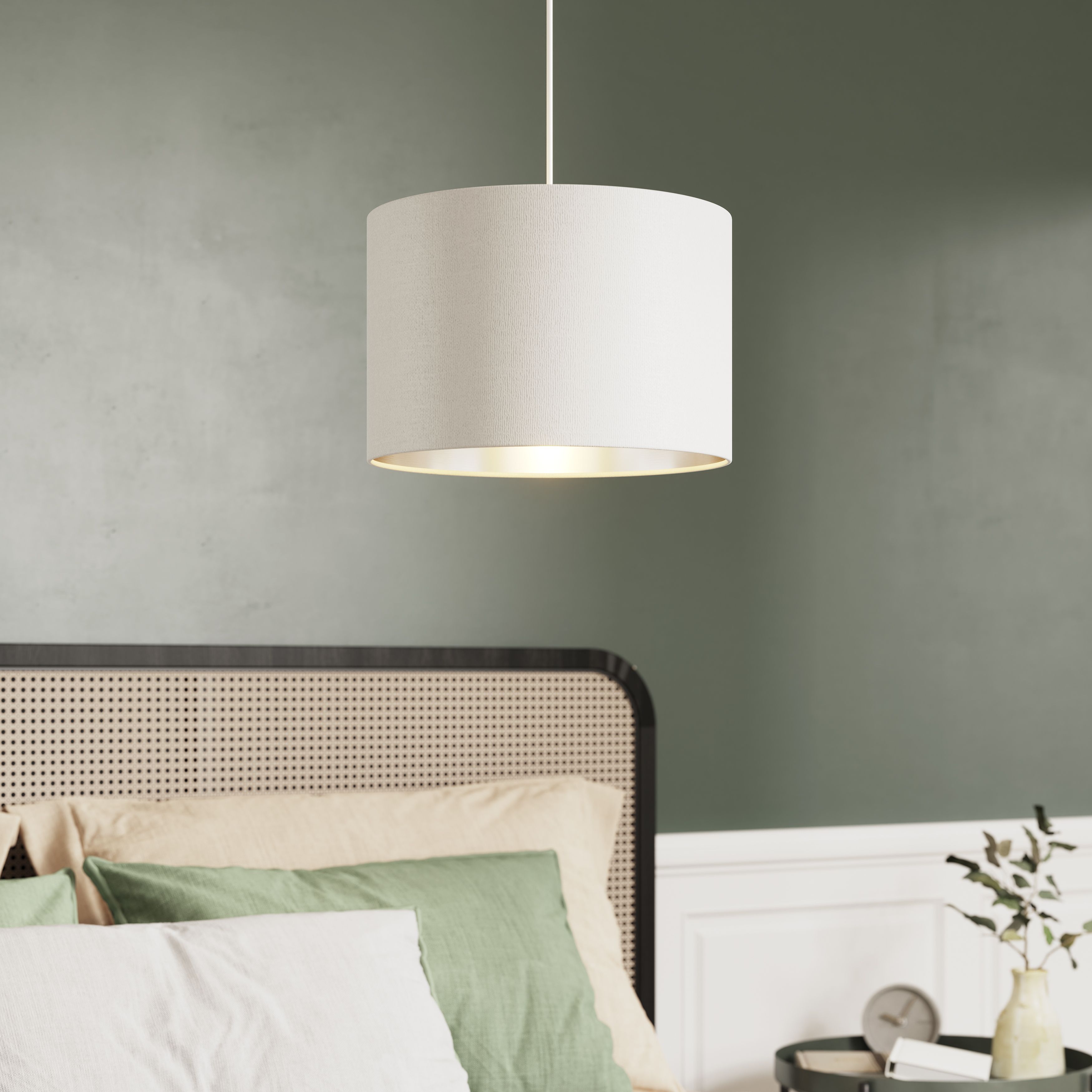 GoodHome Bodmin Beige Silver effect Round Lamp shade (D)30cm