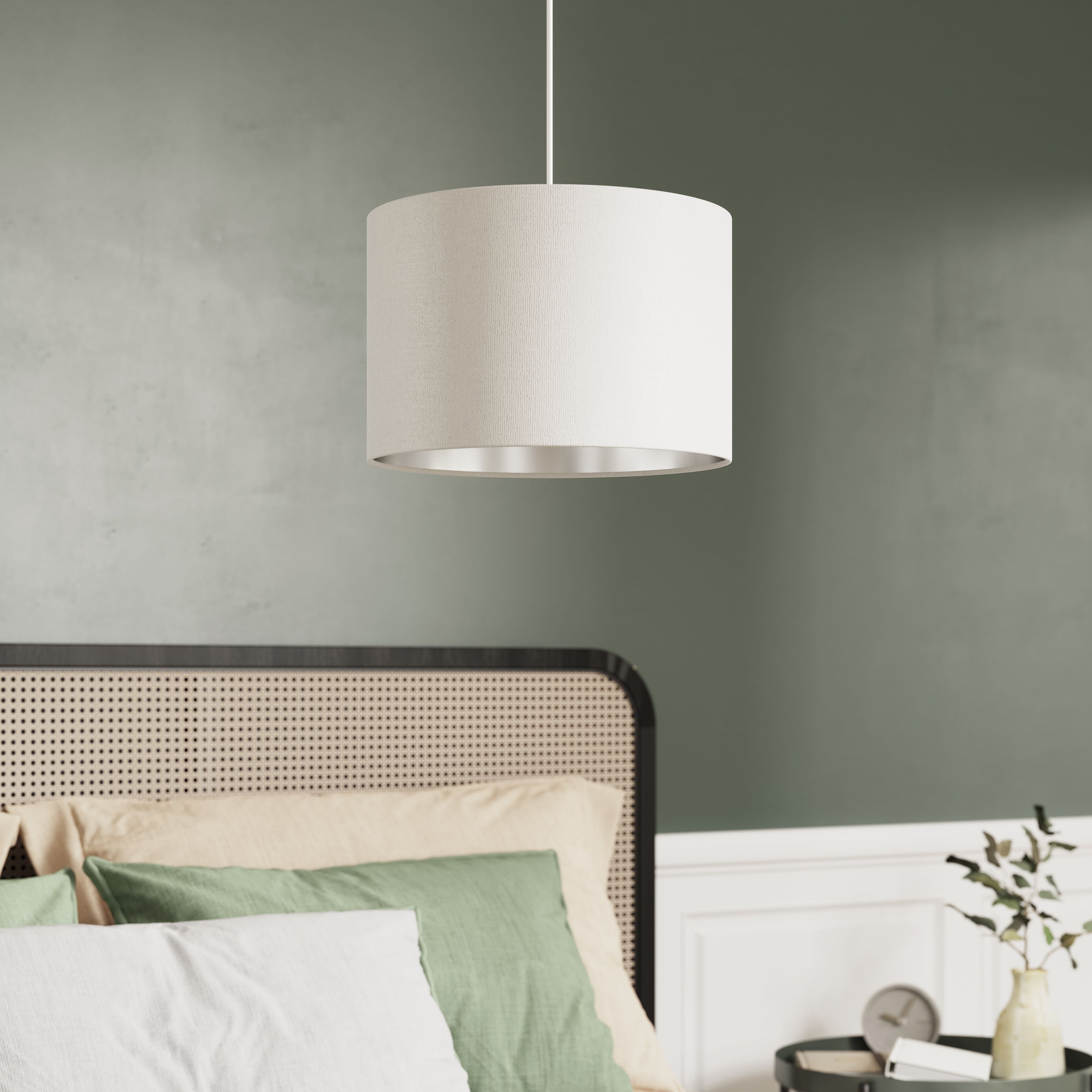 GoodHome Bodmin Beige Silver effect Round Lamp shade (D)30cm