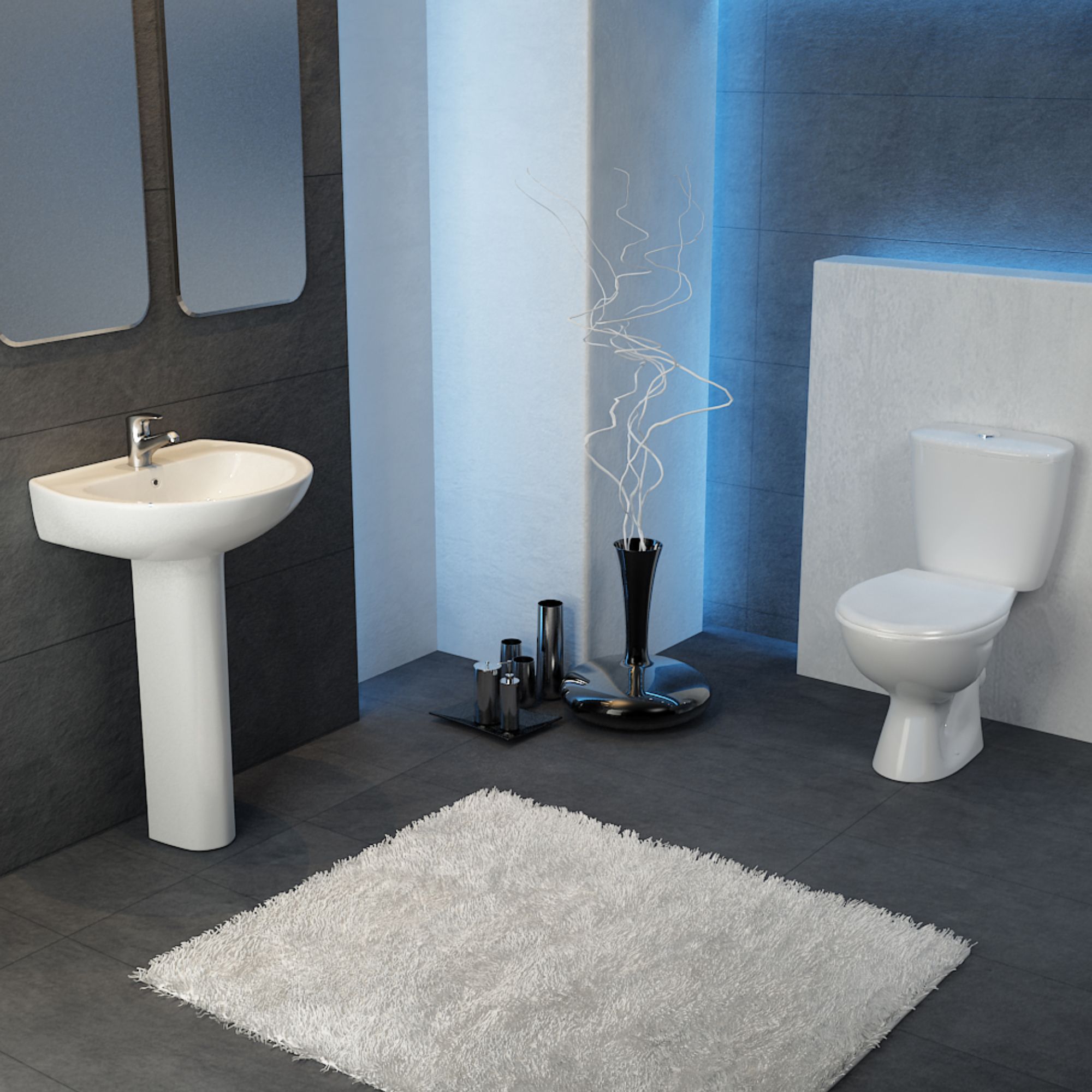 GoodHome Bodmin White Close-coupled Floor-mounted Toilet & full pedestal basin
