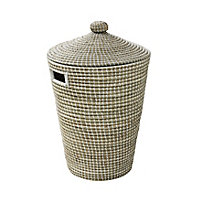 GoodHome Bonetta Seagrass & white Polyester (PES) & seagrass Laundry bin, 44L