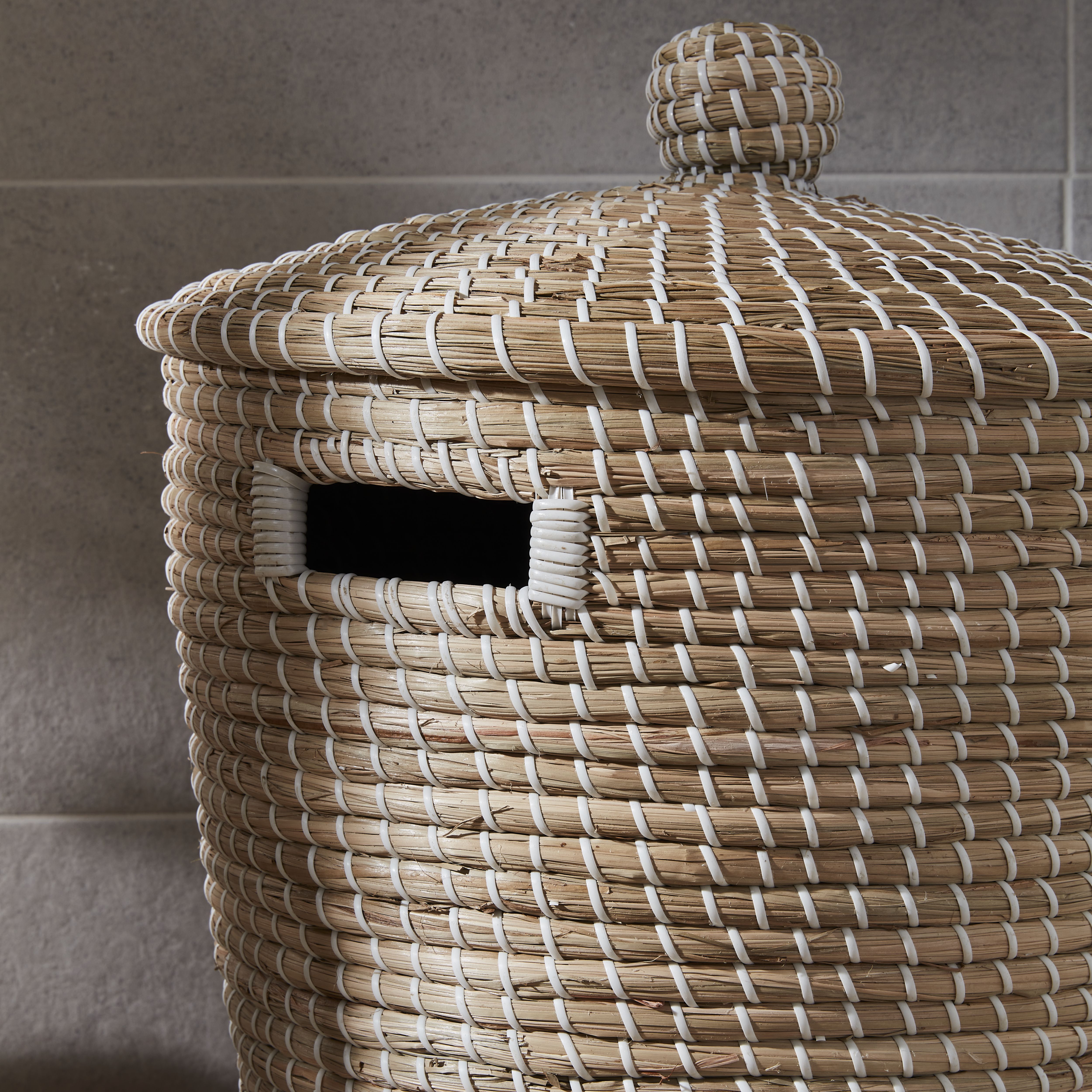 GoodHome Bonetta Seagrass & white Polyester (PES) & seagrass Laundry bin, 44L