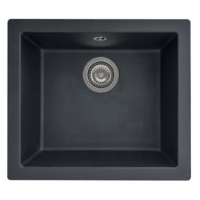 GoodHome Borage Black Resin 1 Bowl Kitchen sink 440mm x 500mm