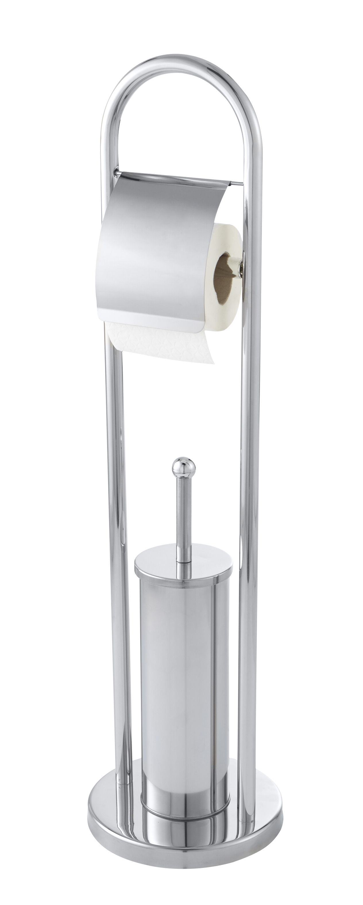 Chrome toilet brush and toilet roll on sale holder