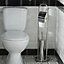 GoodHome Borgia Polished Chrome effect Freestanding Toilet roll & brush holder