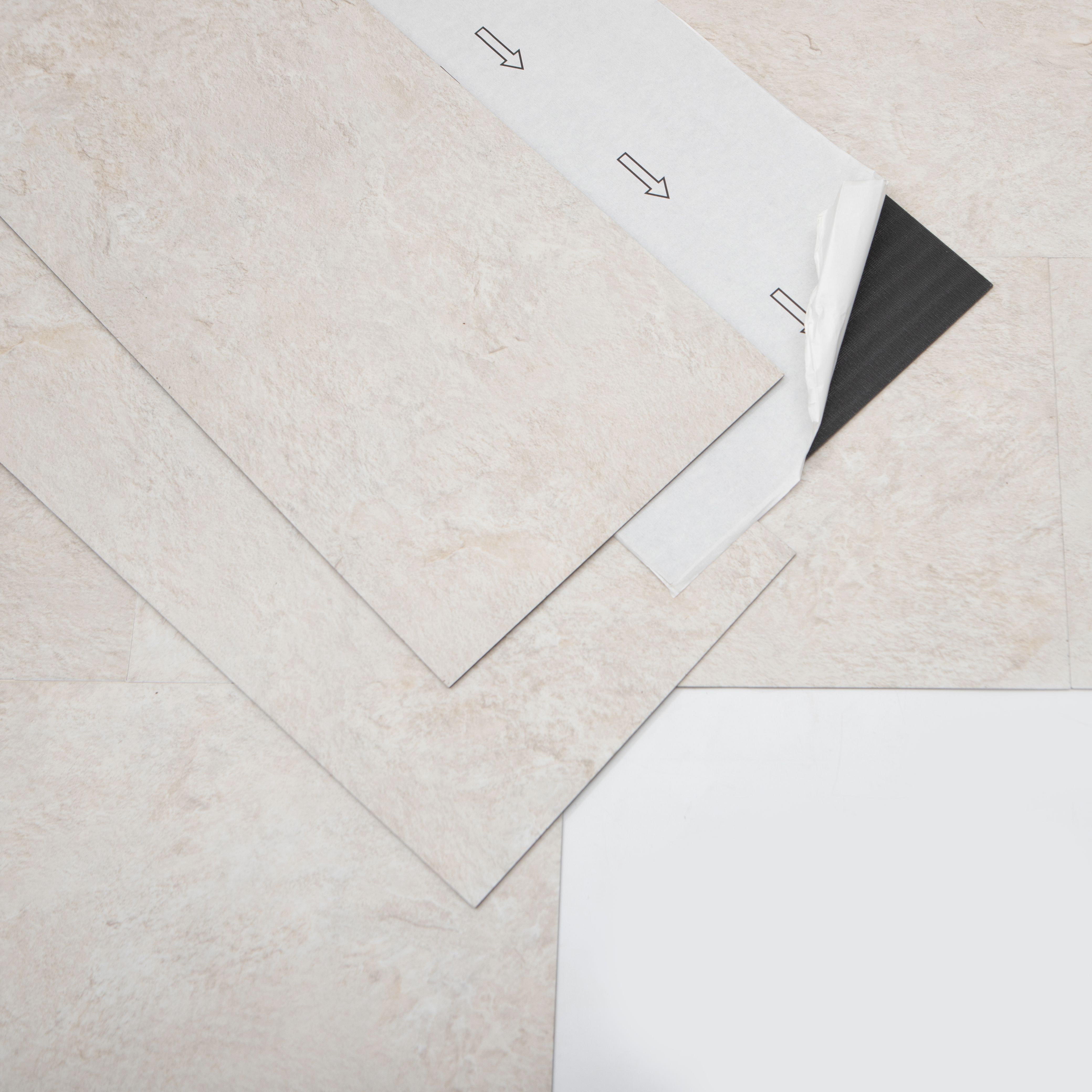 GoodHome Bossa Nova Beige Plain Stone effect Vinyl tile, Pack of 7