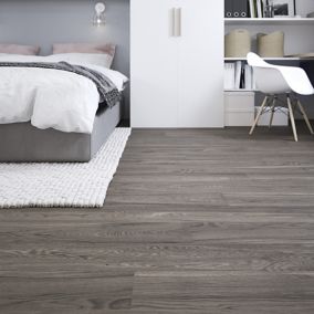 GoodHome Bossa Nova Brown Plain Wood effect Vinyl tile, Pack of 7