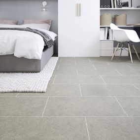 GoodHome Bossa Nova Grey Plain Stone effect Vinyl tile, Pack of 7