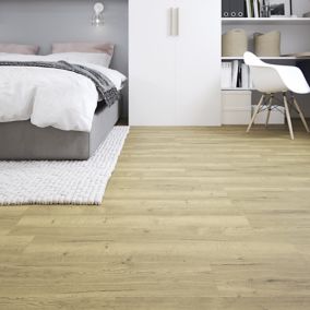 GoodHome Bossa Nova Natural Plain Wood effect Self-adhesive Vinyl tile, Pack of 7