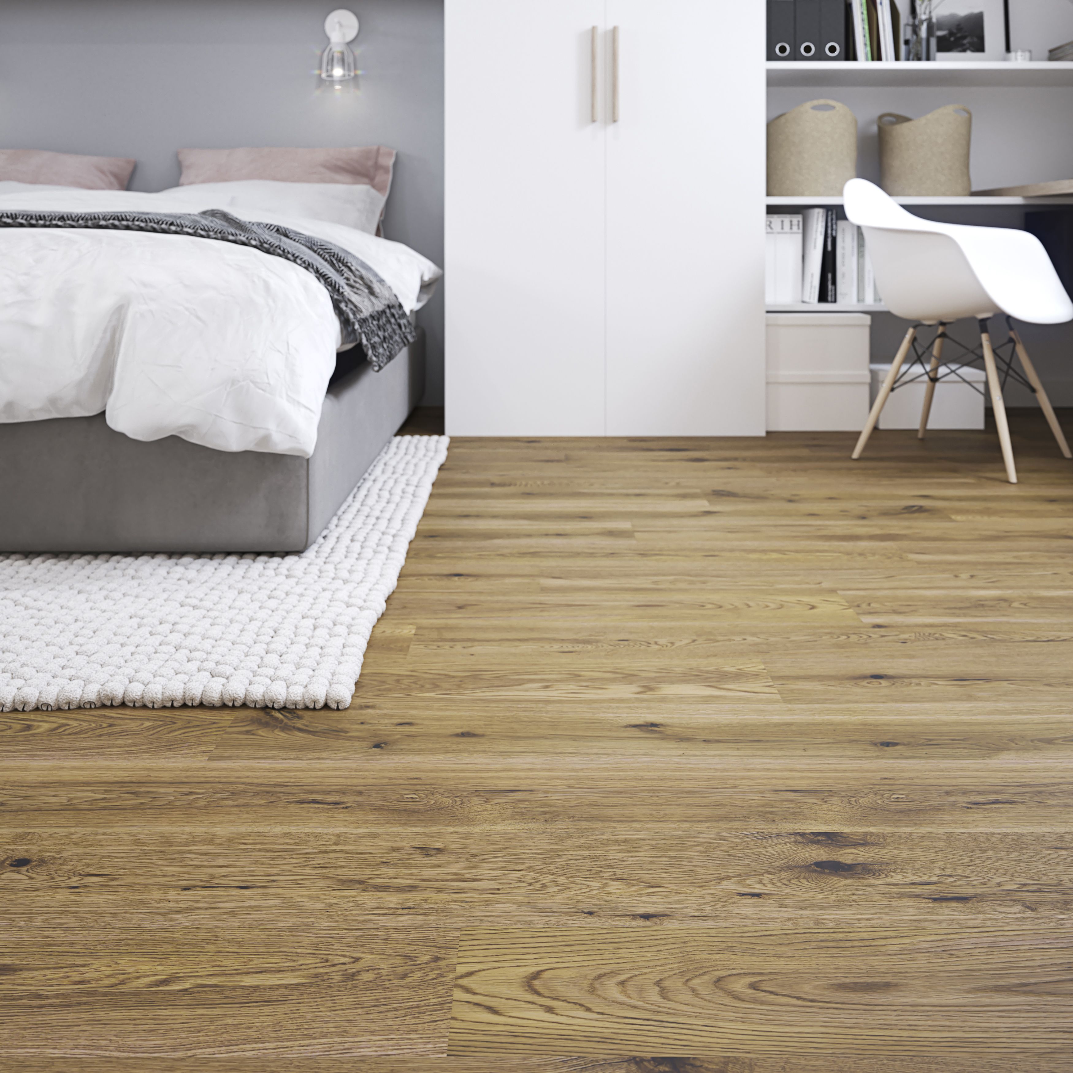 GoodHome Bossa Nova Natural Plain Wood effect Vinyl tile, Pack of 7