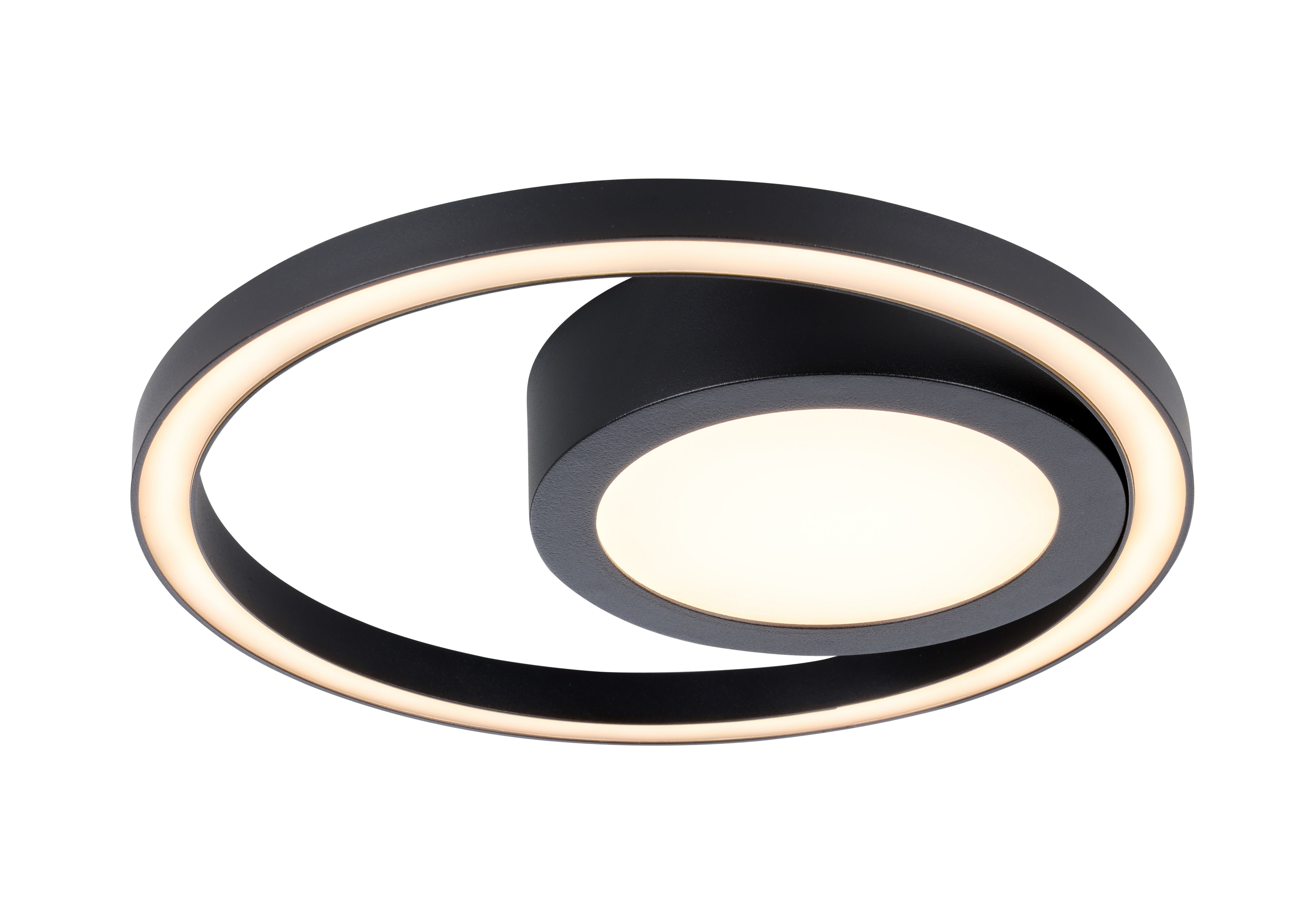 GoodHome Botero Round Matt Metal & plastic Black LED Ceiling light