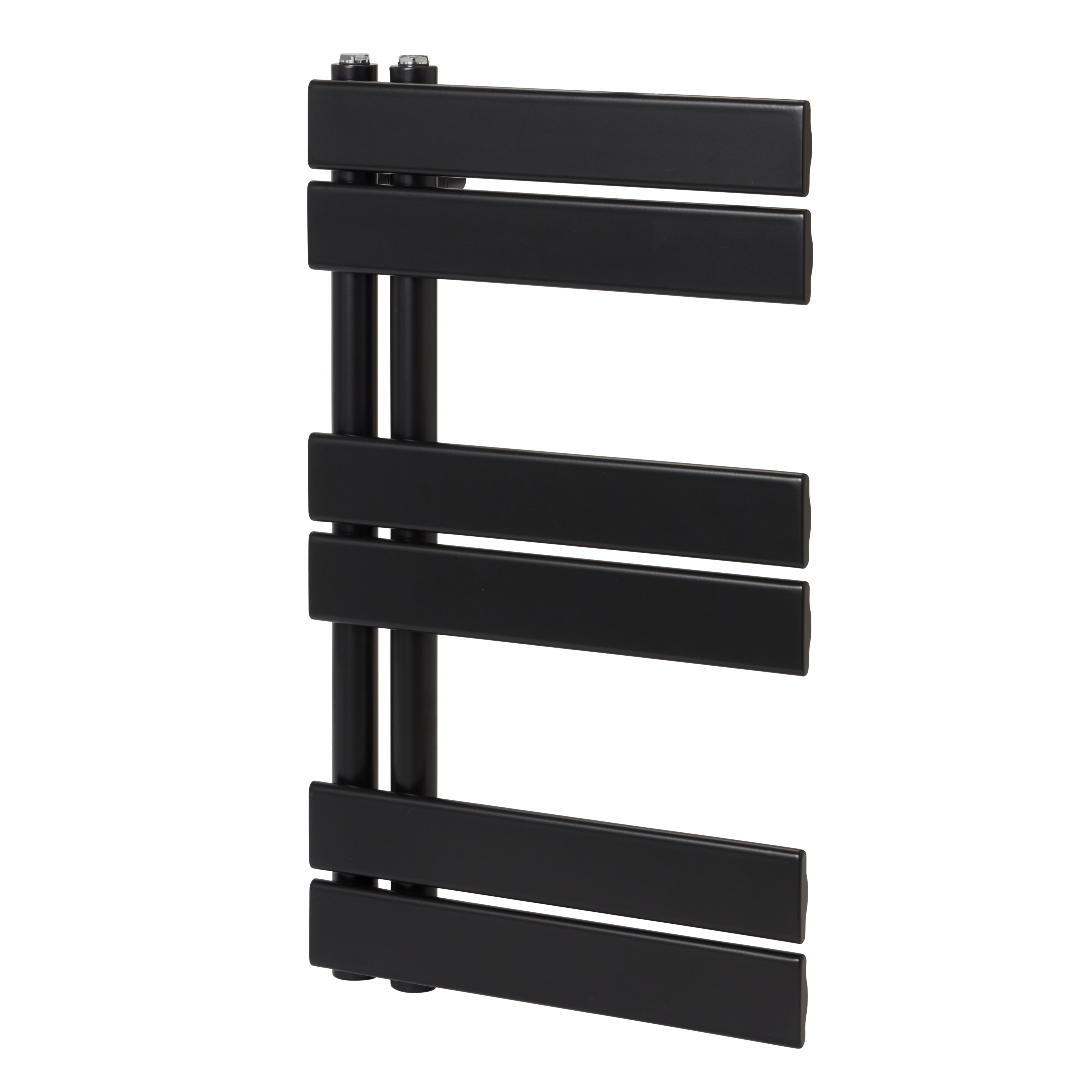 GoodHome Boxwood, Matt Black Vertical Flat Towel radiator (W)400mm x (H)700mm