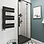 GoodHome Boxwood, Matt Black Vertical Flat Towel radiator (W)400mm x (H)700mm