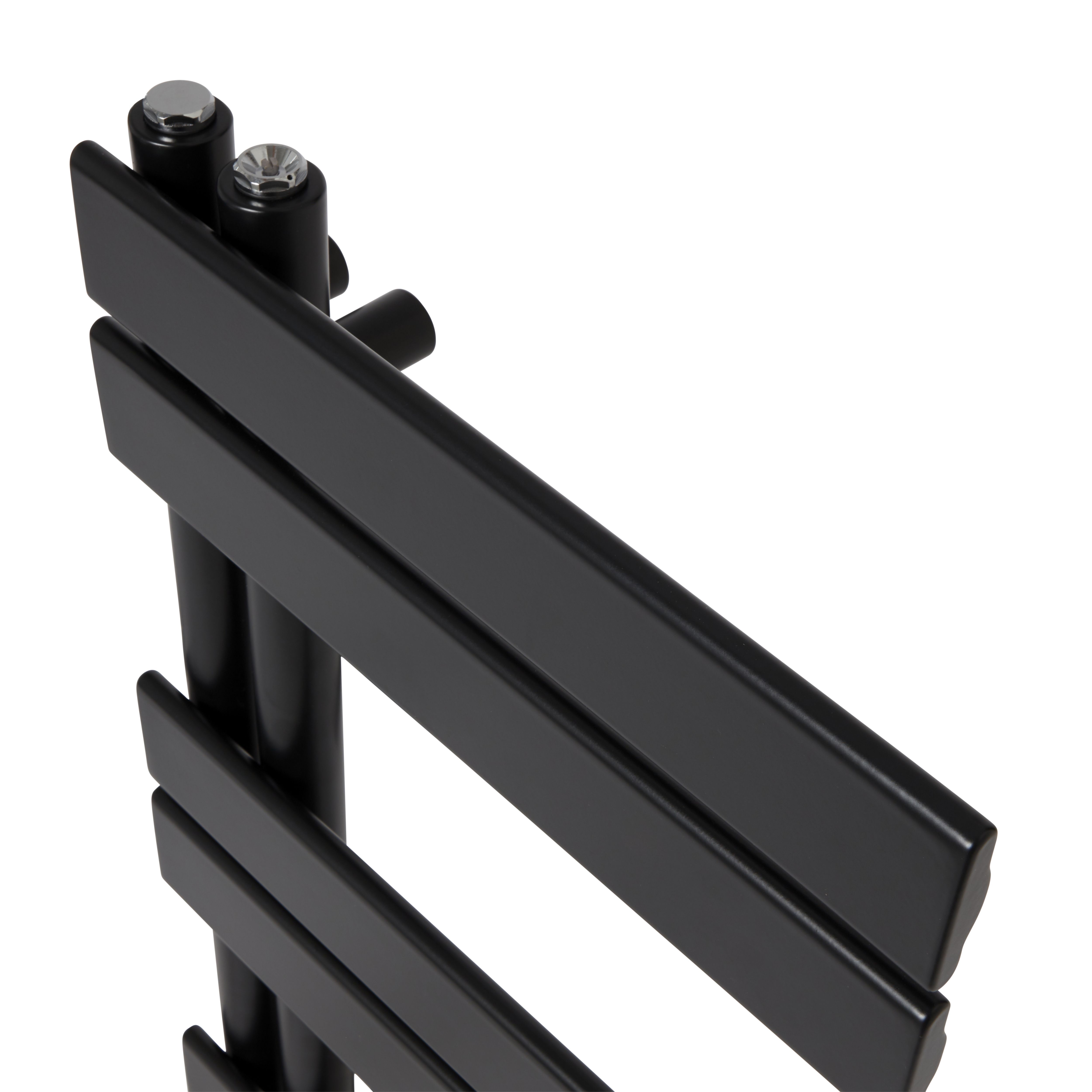 GoodHome Boxwood, Matt Black Vertical Flat Towel radiator (W)400mm x (H)700mm