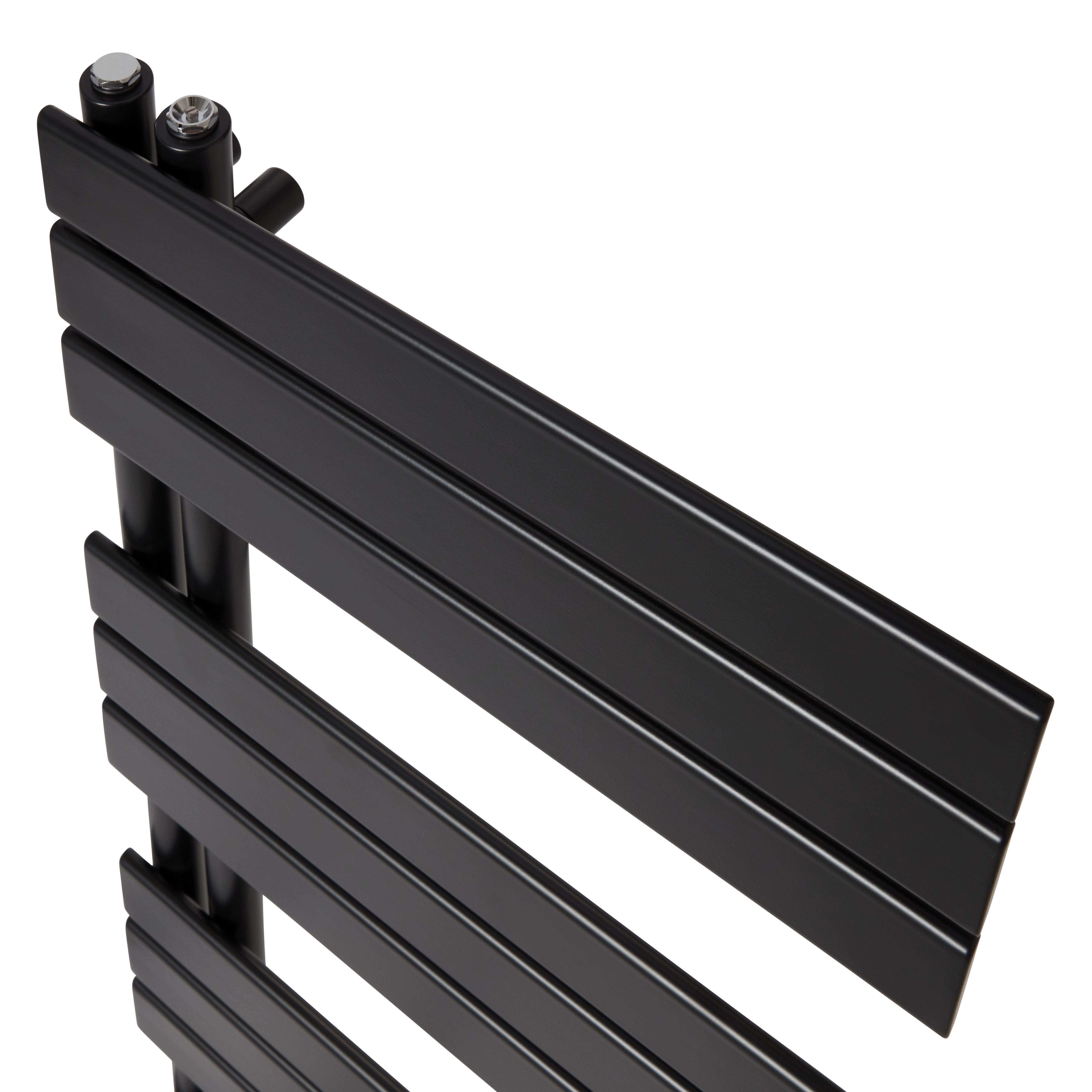 GoodHome Boxwood, Matt Black Vertical Flat Towel radiator (W)500mm x (H)1200mm